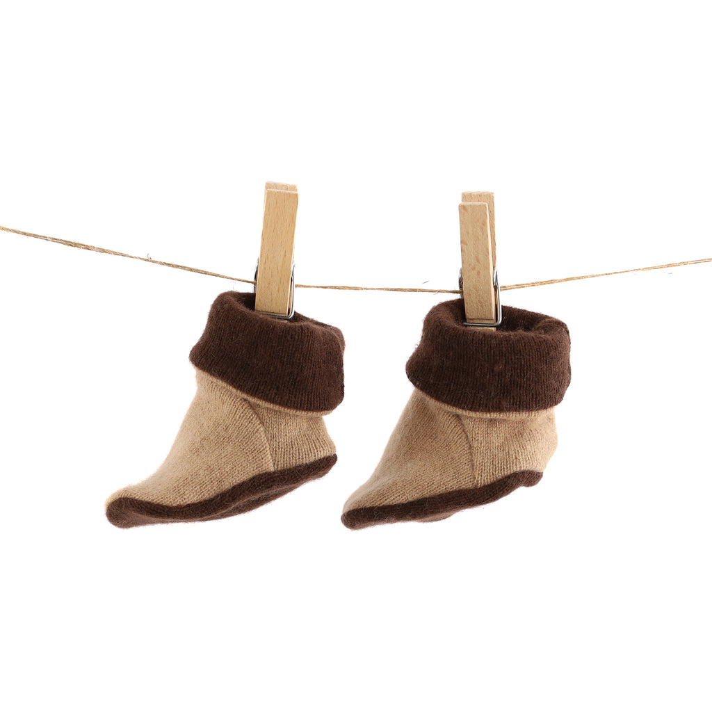 Chocolate Brown and Camel Cashmere Baby Boots