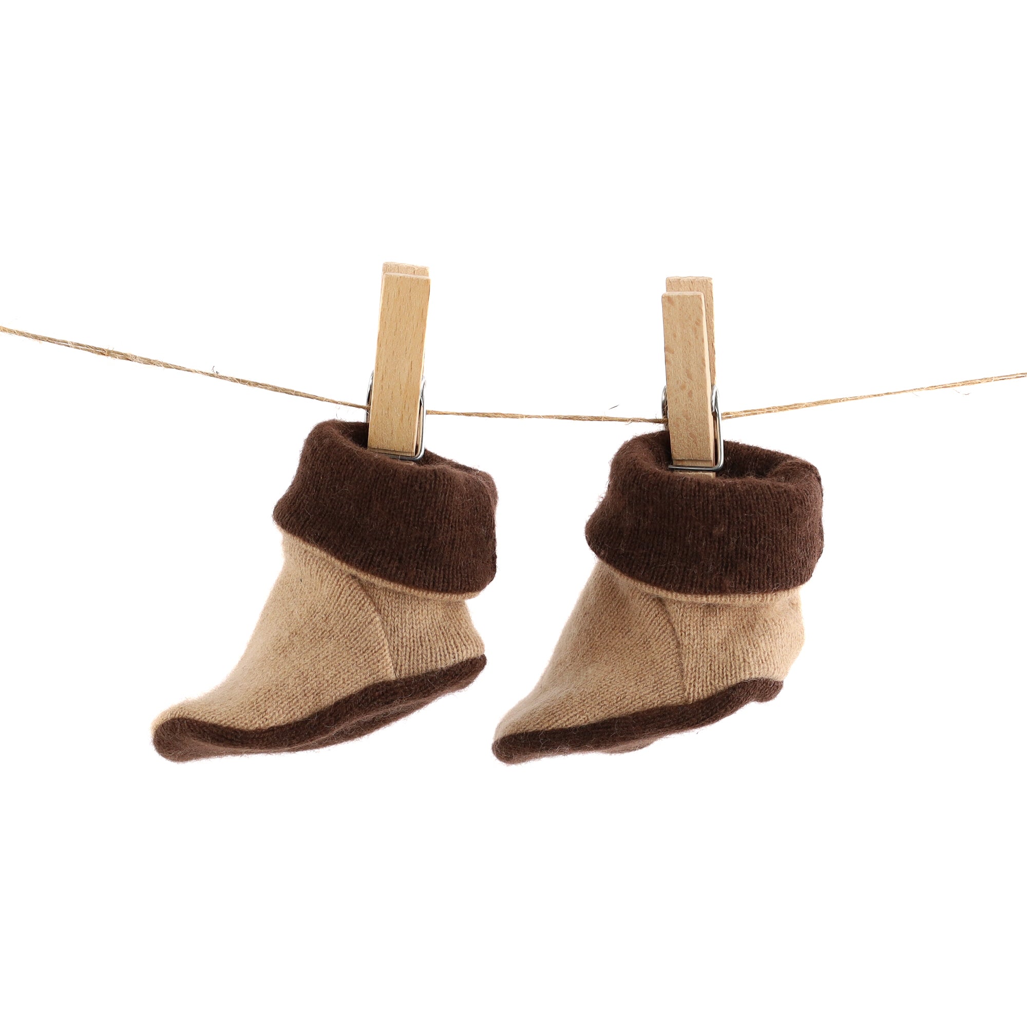 Chocolate Brown and Taupe Cashmere Baby Boots