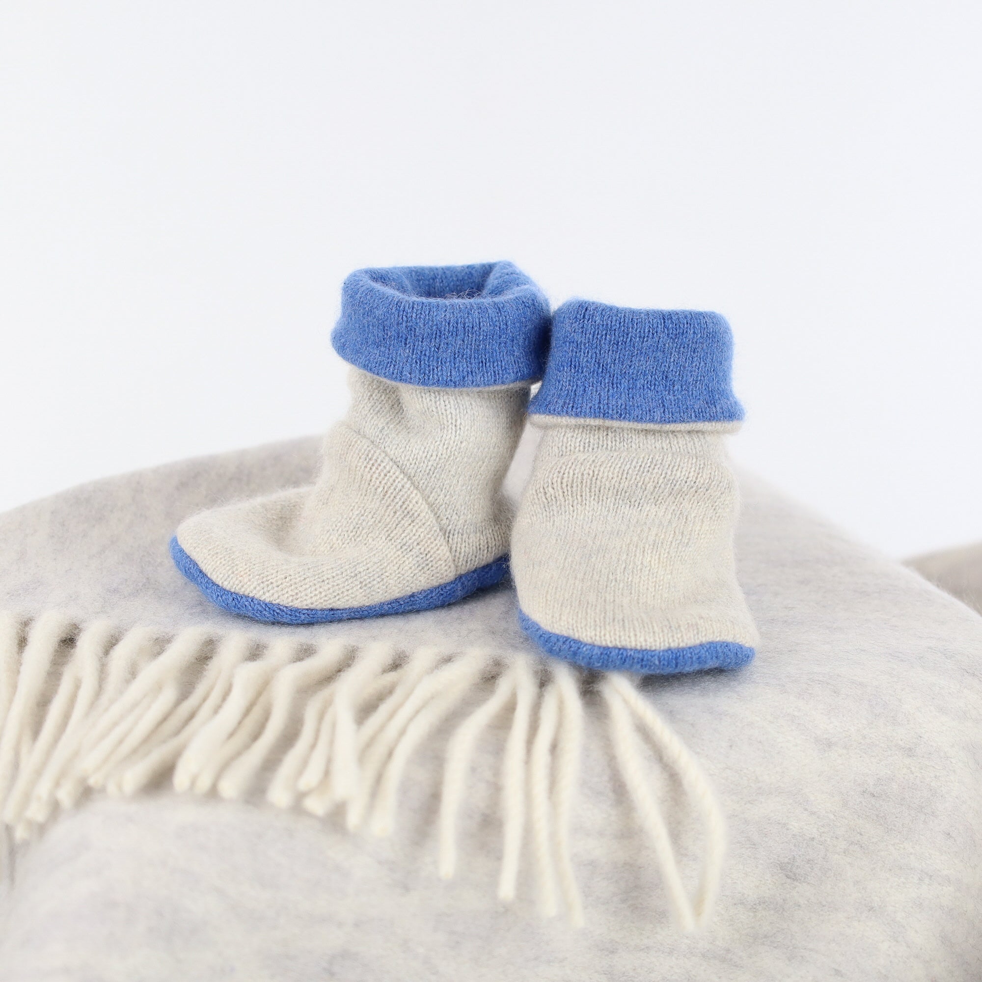 Smoke Grey and Denim Blue Cashmere Baby Boots