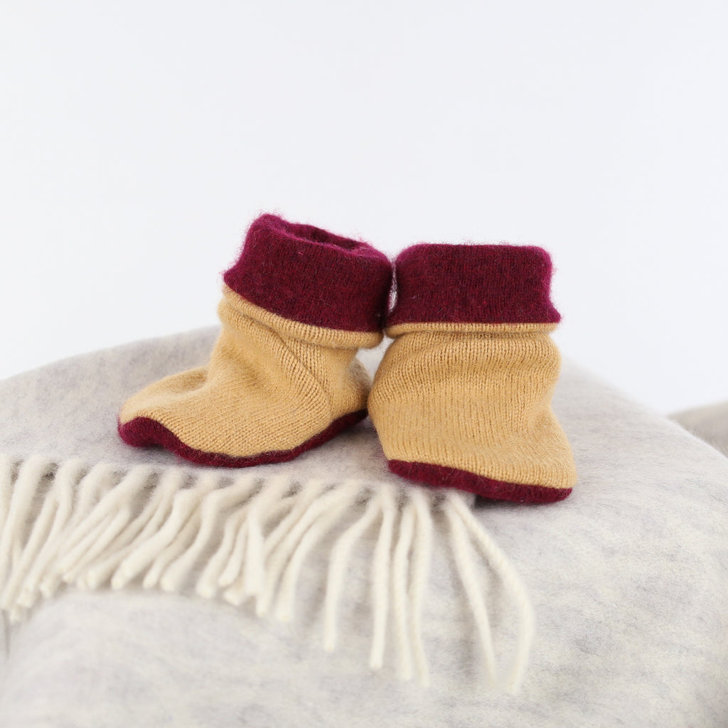 Mulberry and Camel Cashmere Baby Boots