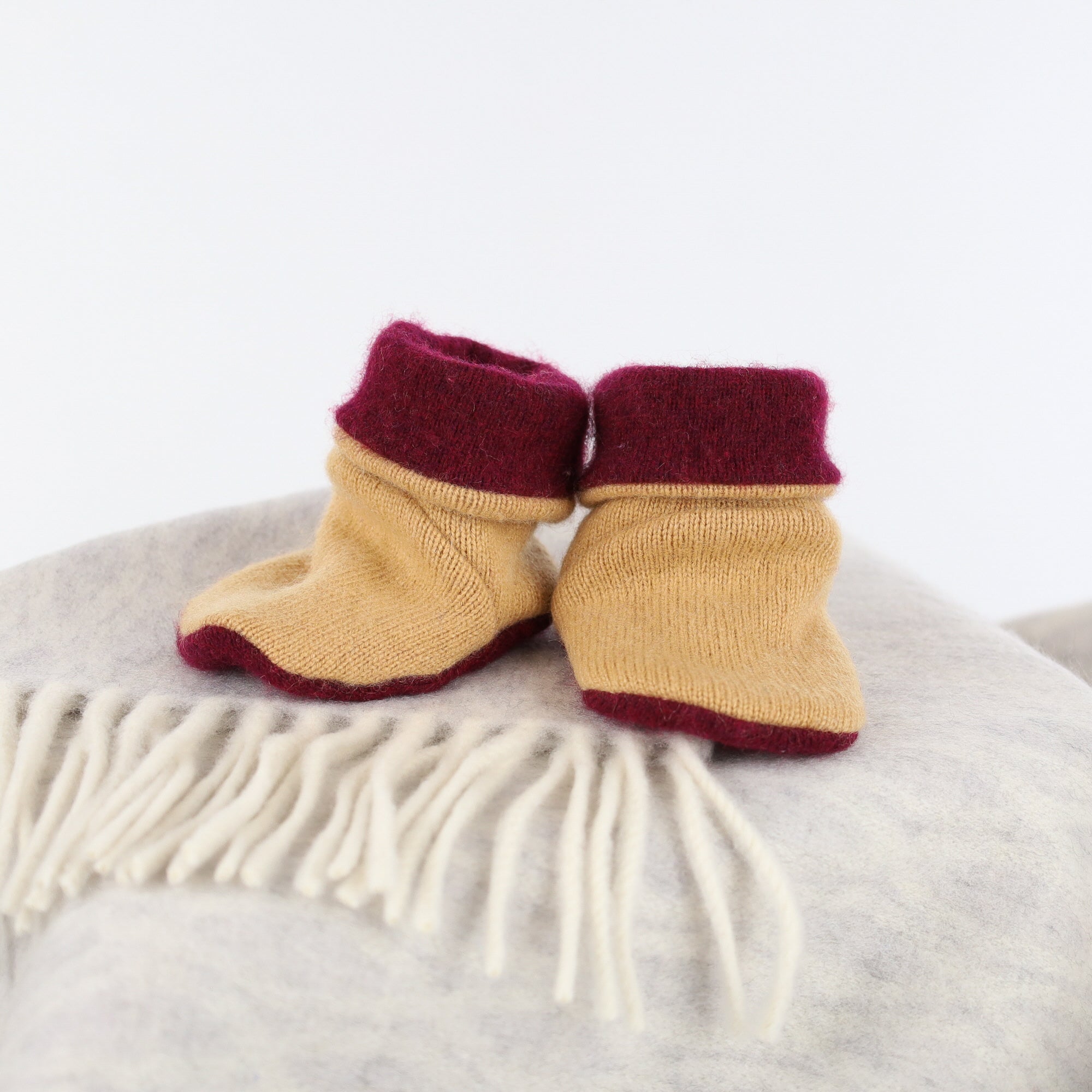 Mulberry and Camel Cashmere Baby Boots