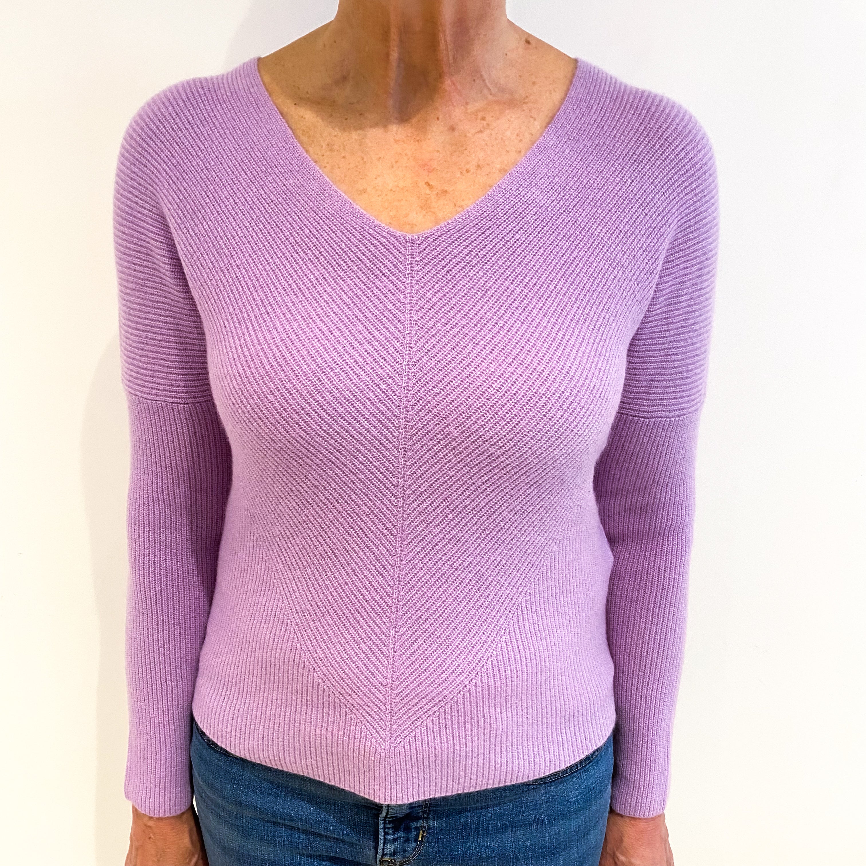 Maje Lavender Cashmere V Neck Jumper Medium