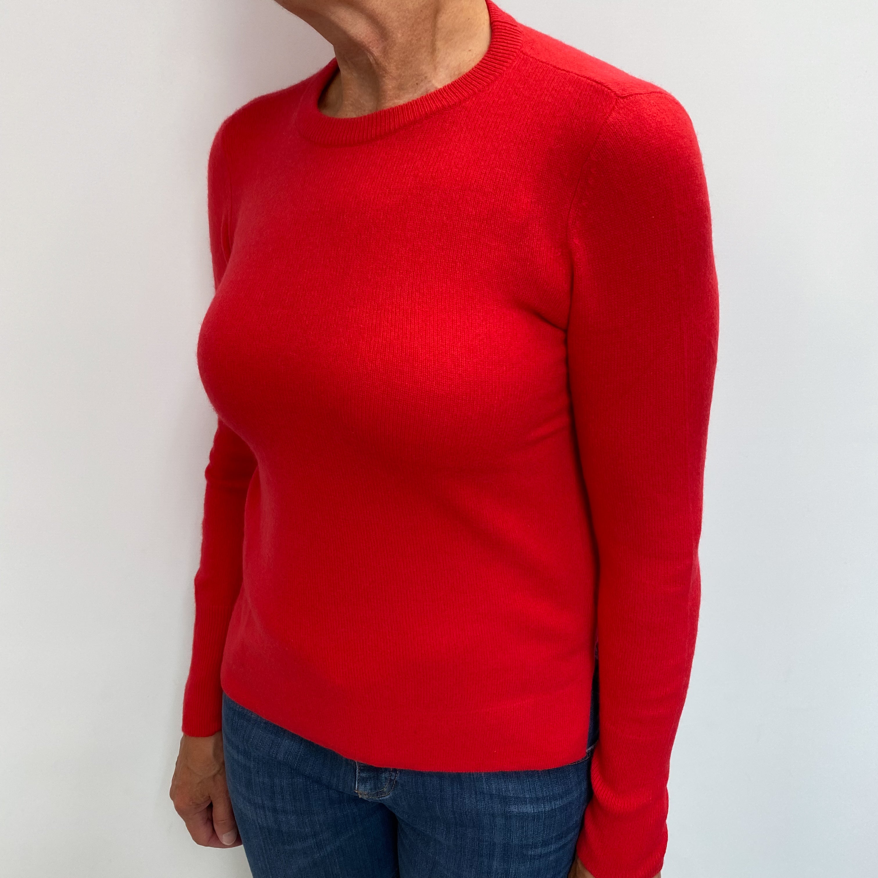 Scarlet Red Cashmere Crew Neck Jumper Medium
