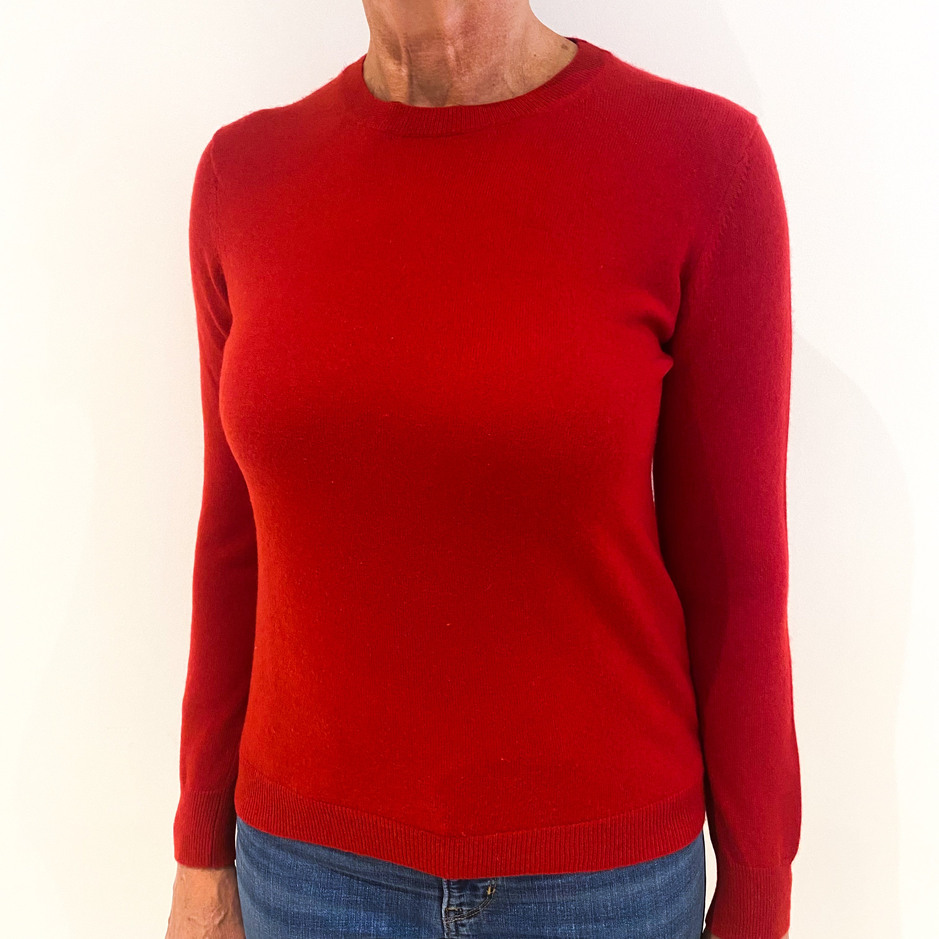 Scarlet Red Cashmere Crew Neck Jumper Medium