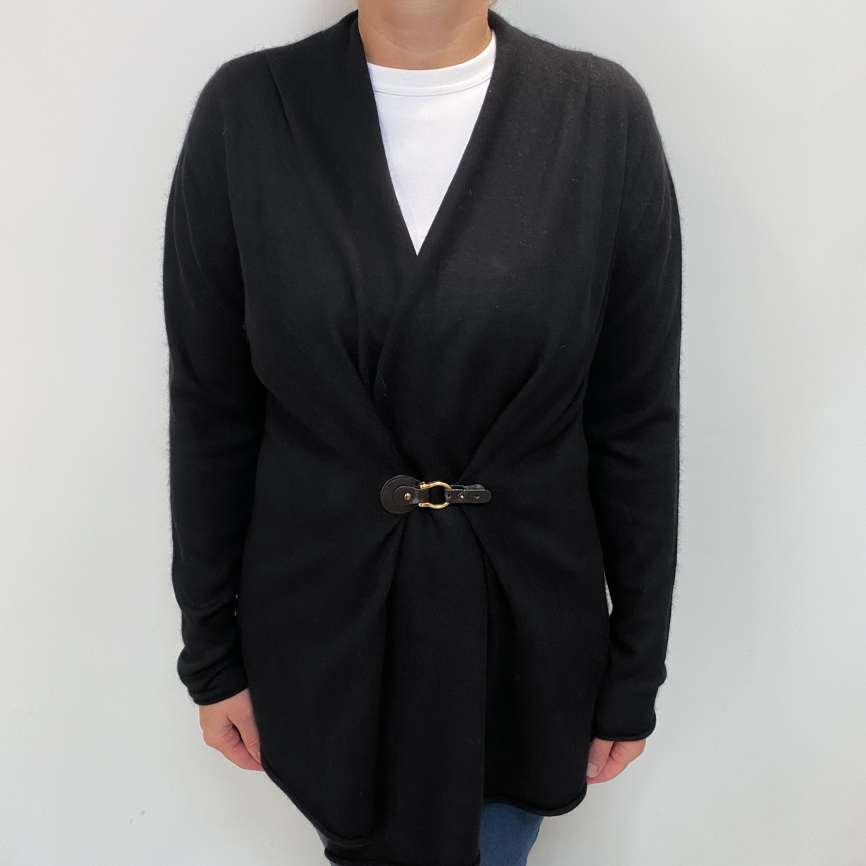 Neiman Marcus Black Cashmere V Neck Cardigan Large
