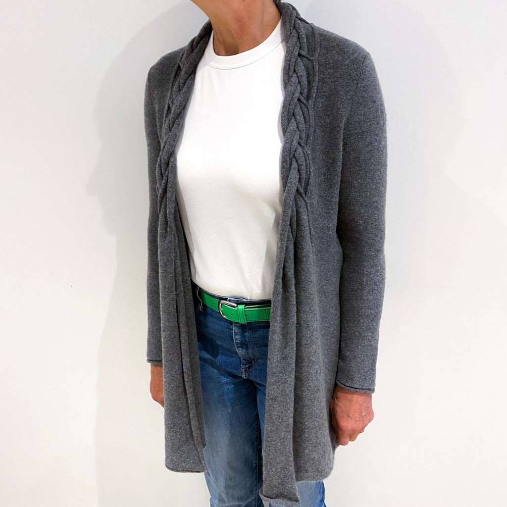 Slate Grey Cashmere Edge To Edge Cardigan Medium