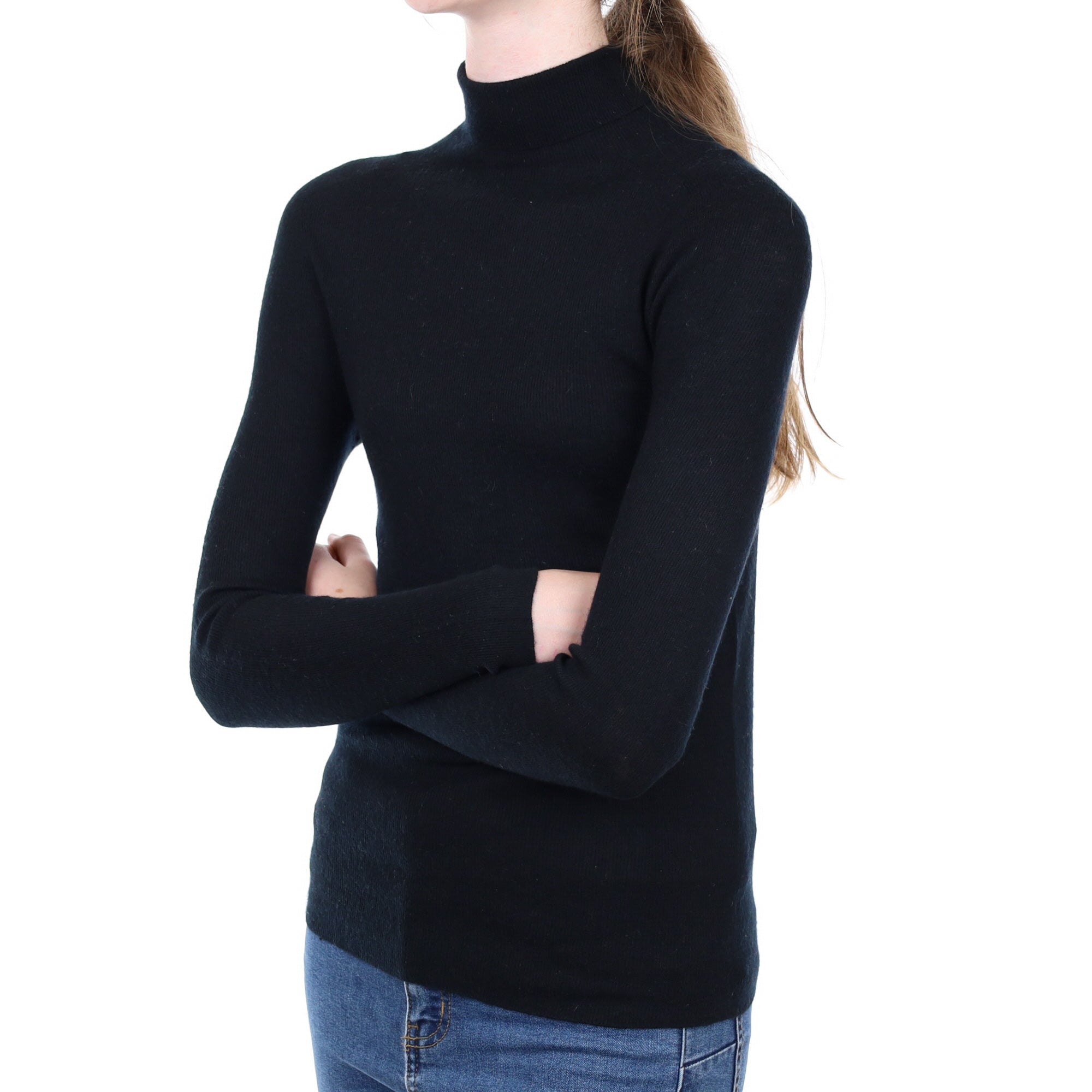 Black Cashmere Polo Neck Jumper Extra Small