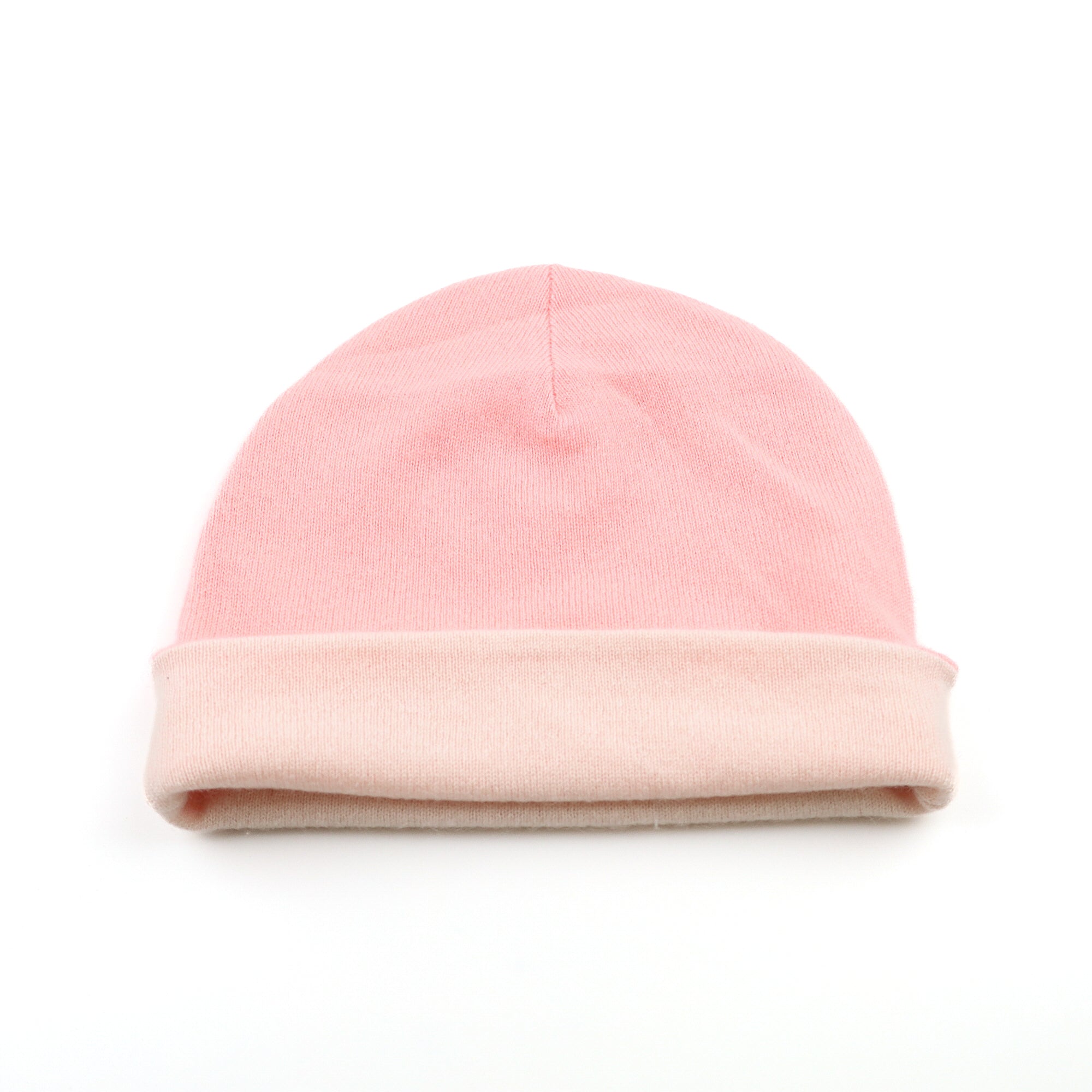 Salmon and Soft Pink Reversible Cashmere Beanie Hat