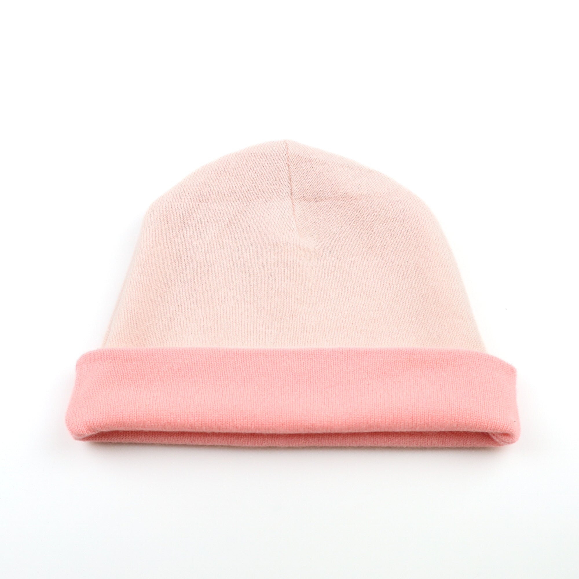 Salmon and Soft Pink Reversible Cashmere Beanie Hat