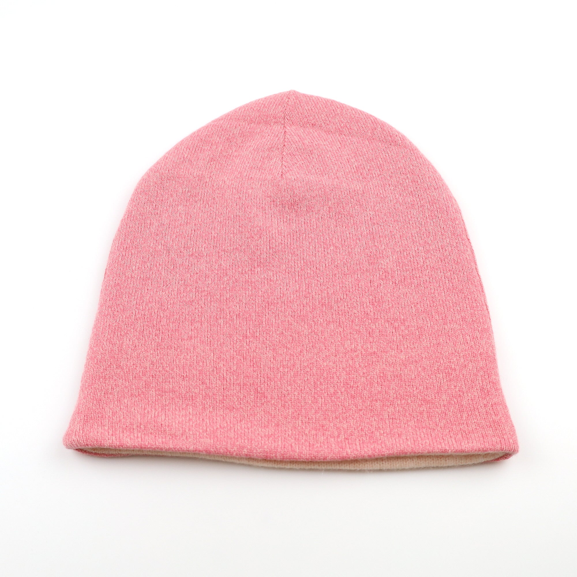 Raspberry and light Pink Reversible Cashmere Beanie Hat