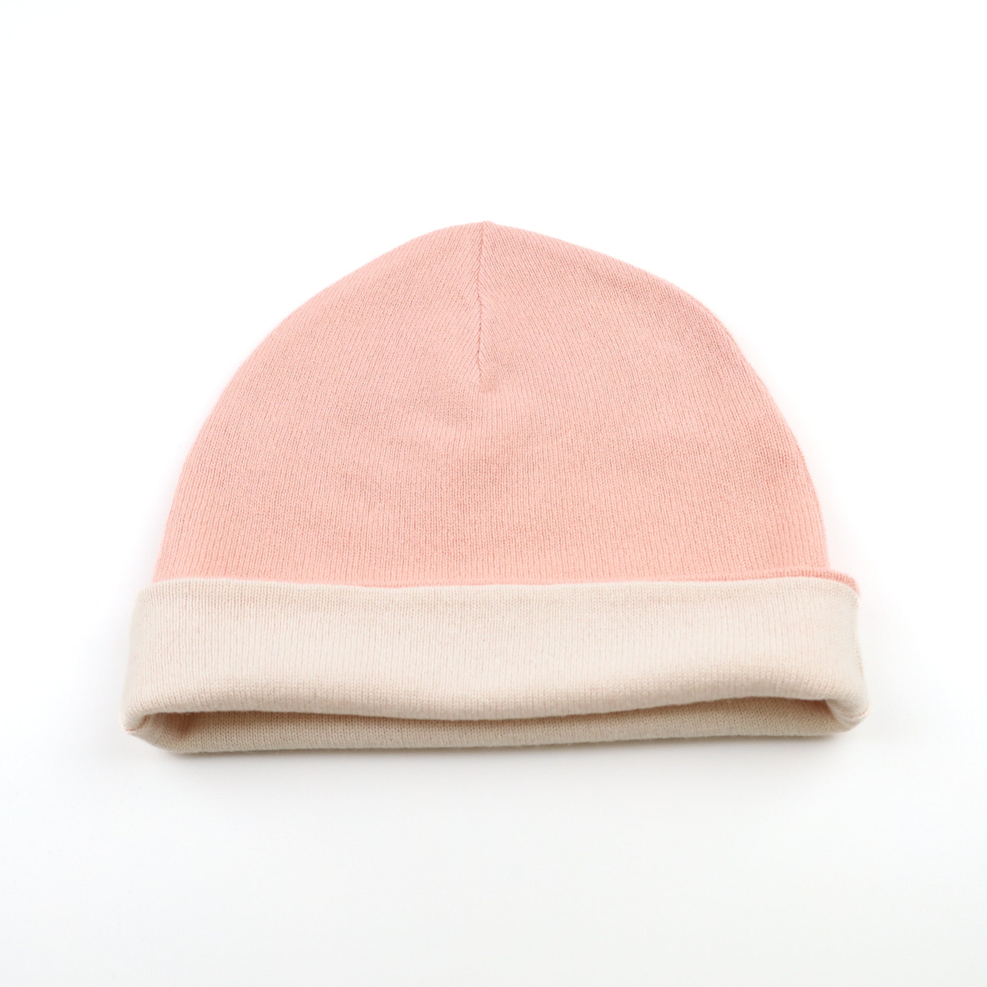 Nude and Shell Pink Reversible Cashmere Beanie Hat