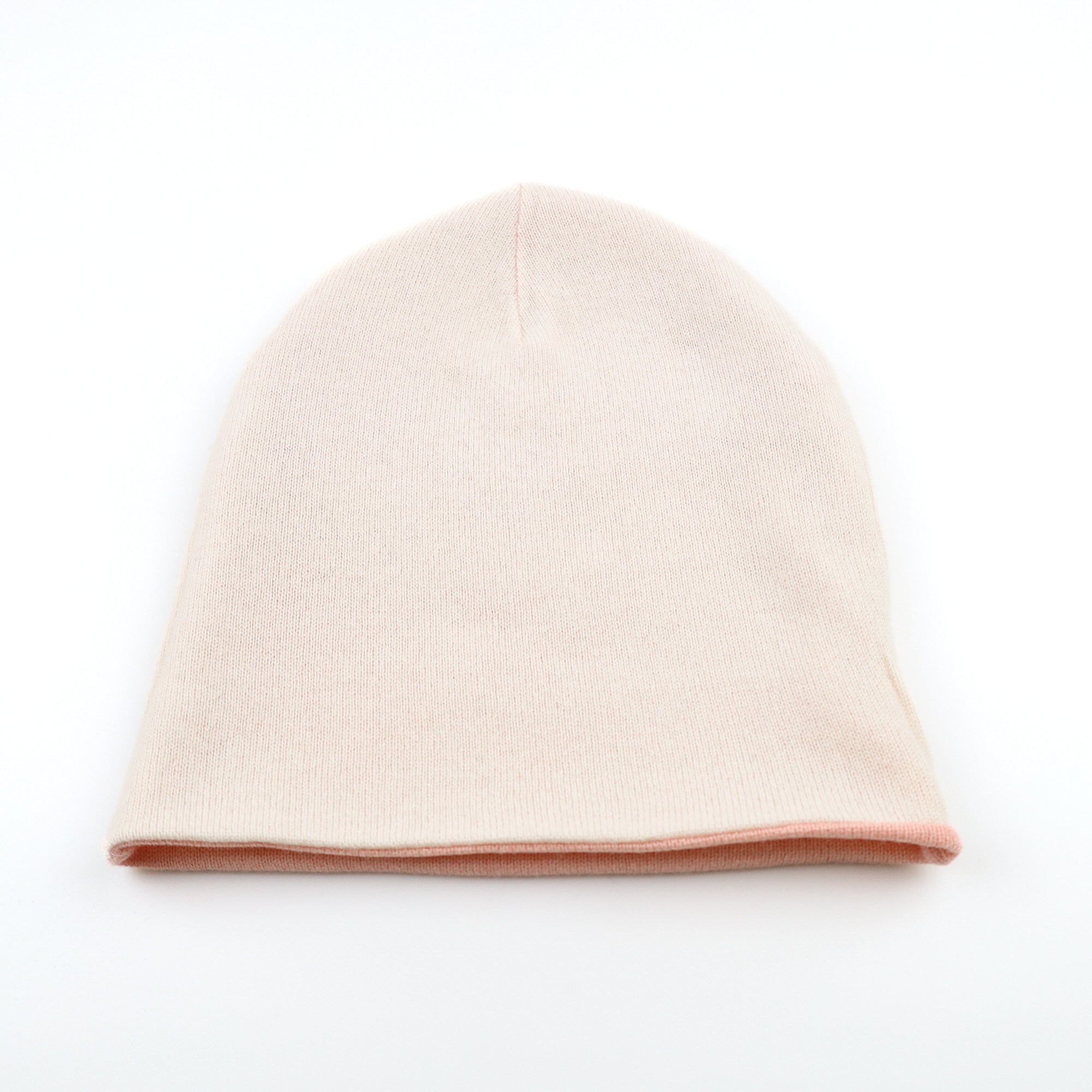 Nude and Shell Pink Reversible Cashmere Beanie Hat