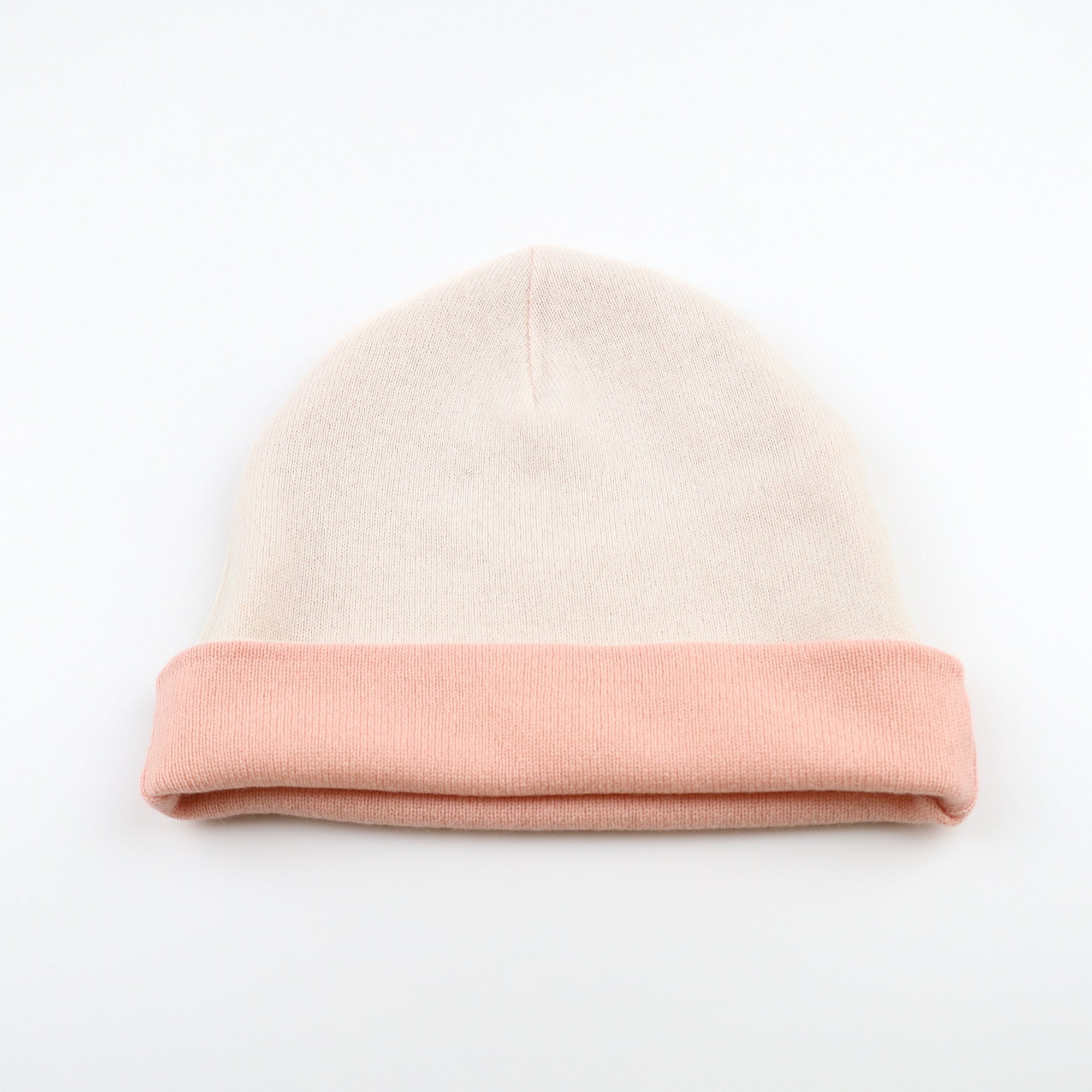 Nude and Shell Pink Reversible Cashmere Beanie Hat