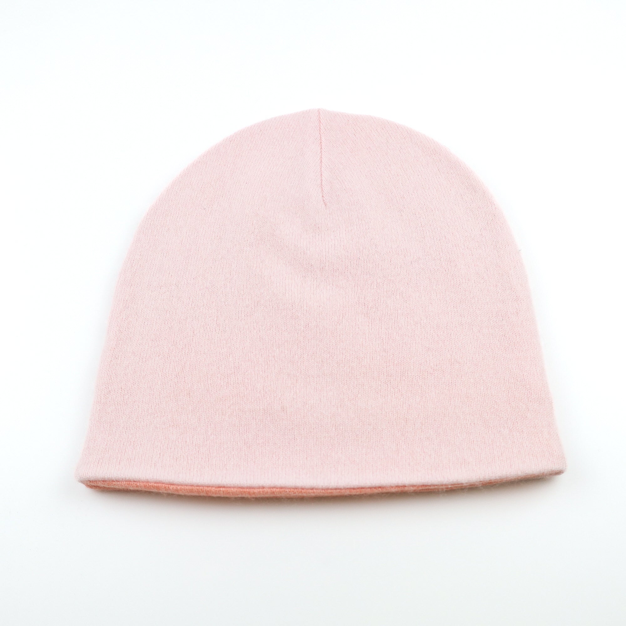 Peach and Soft Pink Reversible Cashmere Beanie Hat