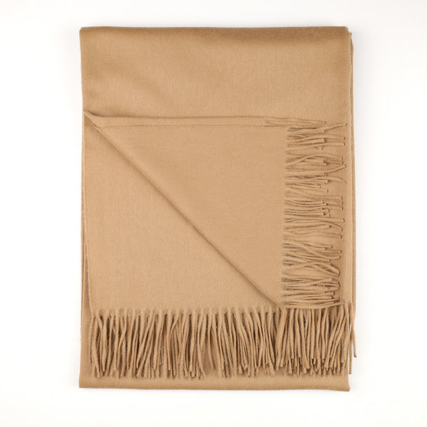 Brand New Scottish Alex Begg Toffee Brown Heavy Woven Cashmere Blanket