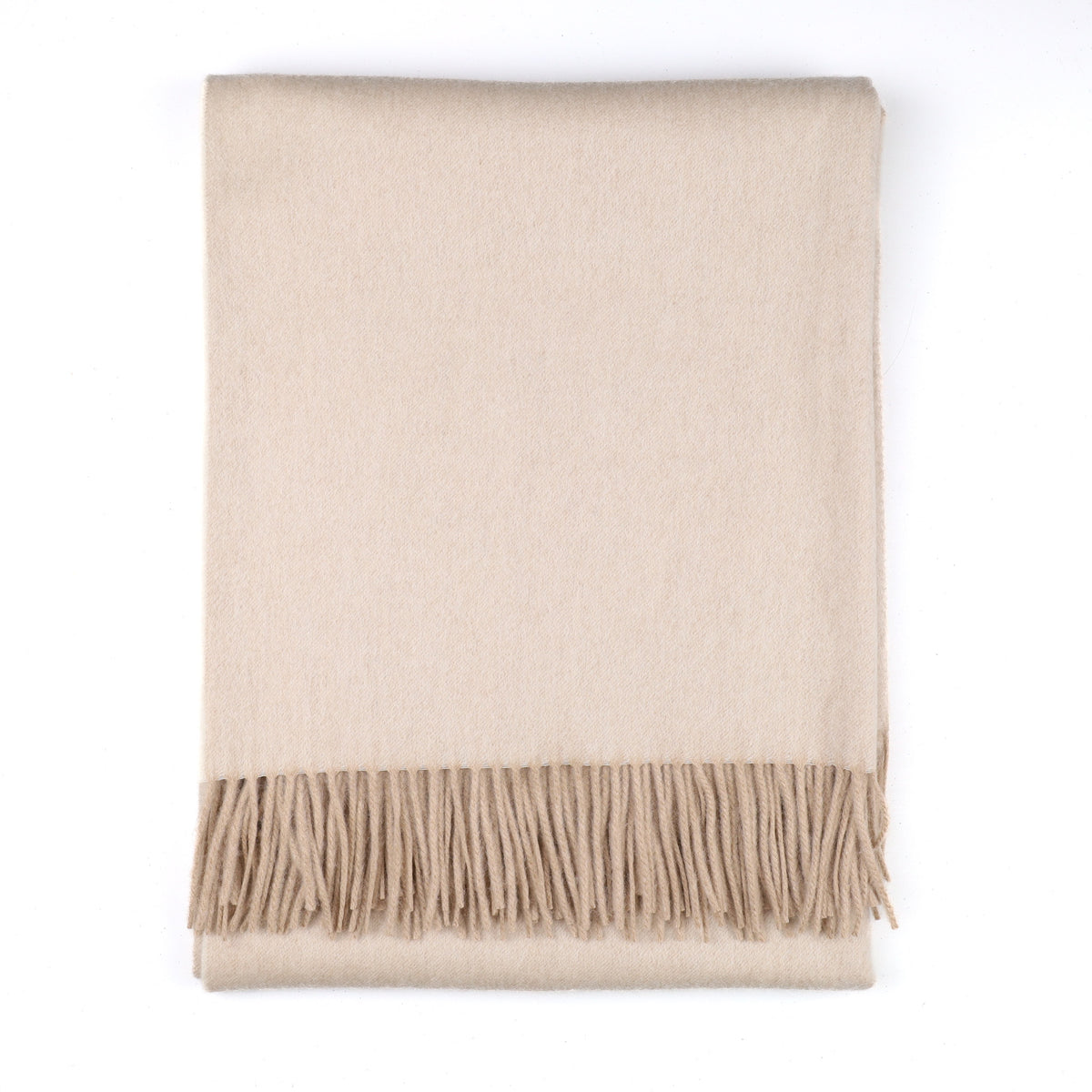 Brand New Scottish Alex Begg Biscuit Beige Heavy Woven Cashmere Blanket