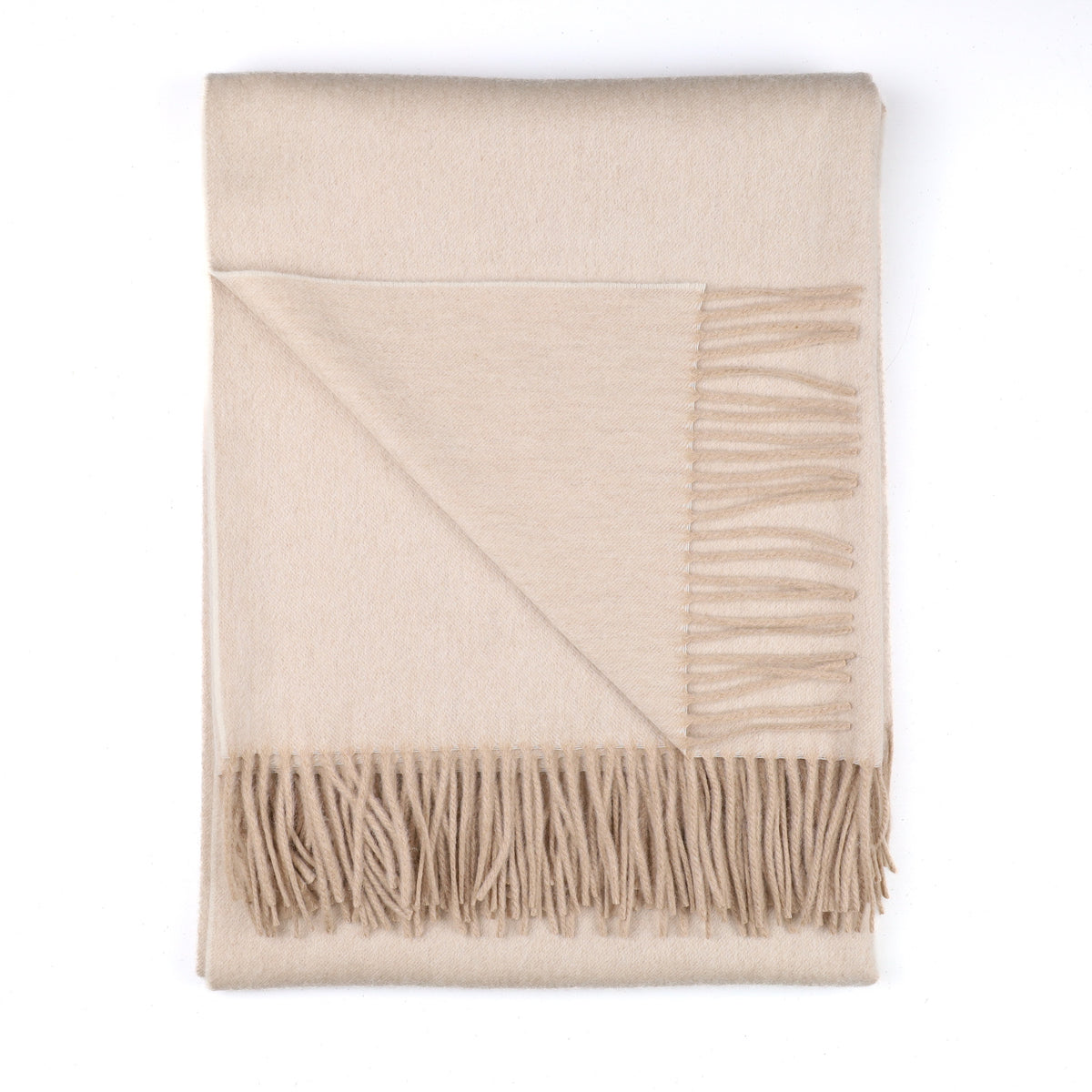 Brand New Scottish Alex Begg Biscuit Beige Heavy Woven Cashmere Blanket