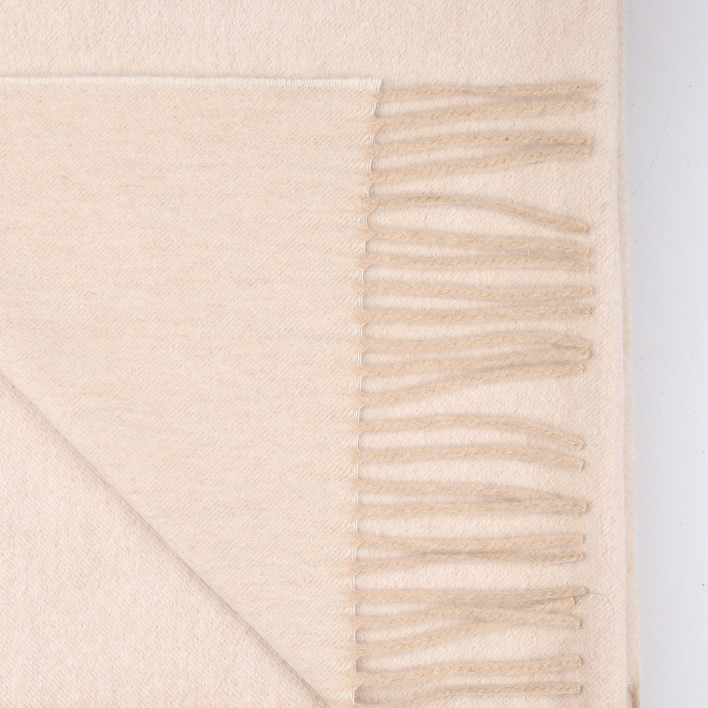 Brand New Scottish Alex Begg Biscuit Beige Heavy Woven Cashmere Blanket