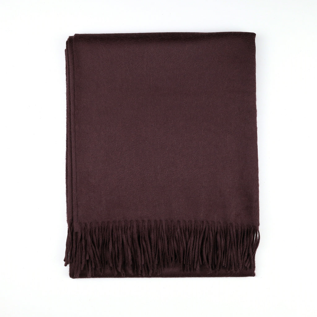 Brand New Scottish Alex Begg Darkest Cedar Brown Heavy Woven Cashmere Blanket