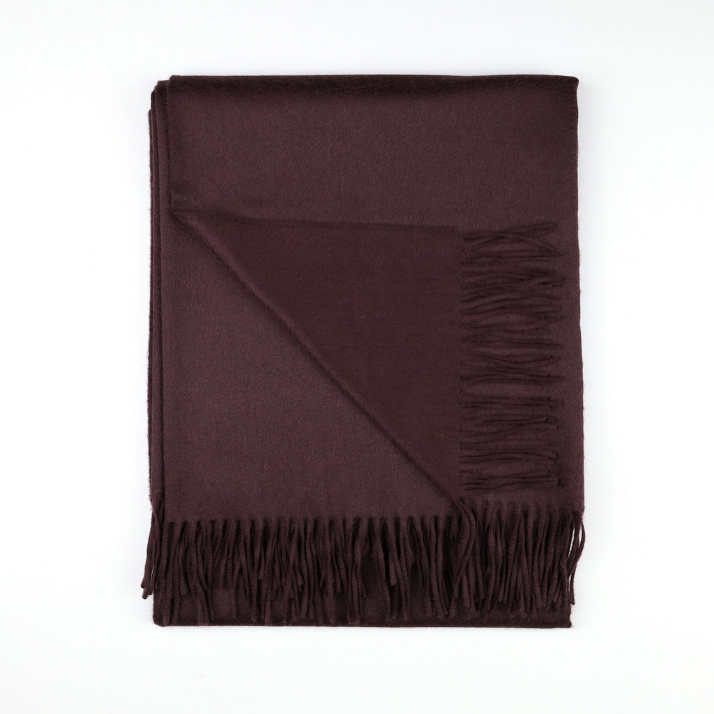 Brand New Scottish Alex Begg Darkest Cedar Brown Heavy Woven Cashmere Blanket
