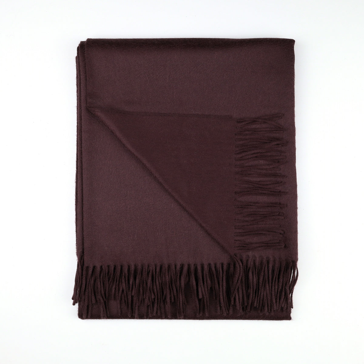 Brand New Scottish Alex Begg Darkest Cedar Brown Heavy Woven Cashmere Blanket