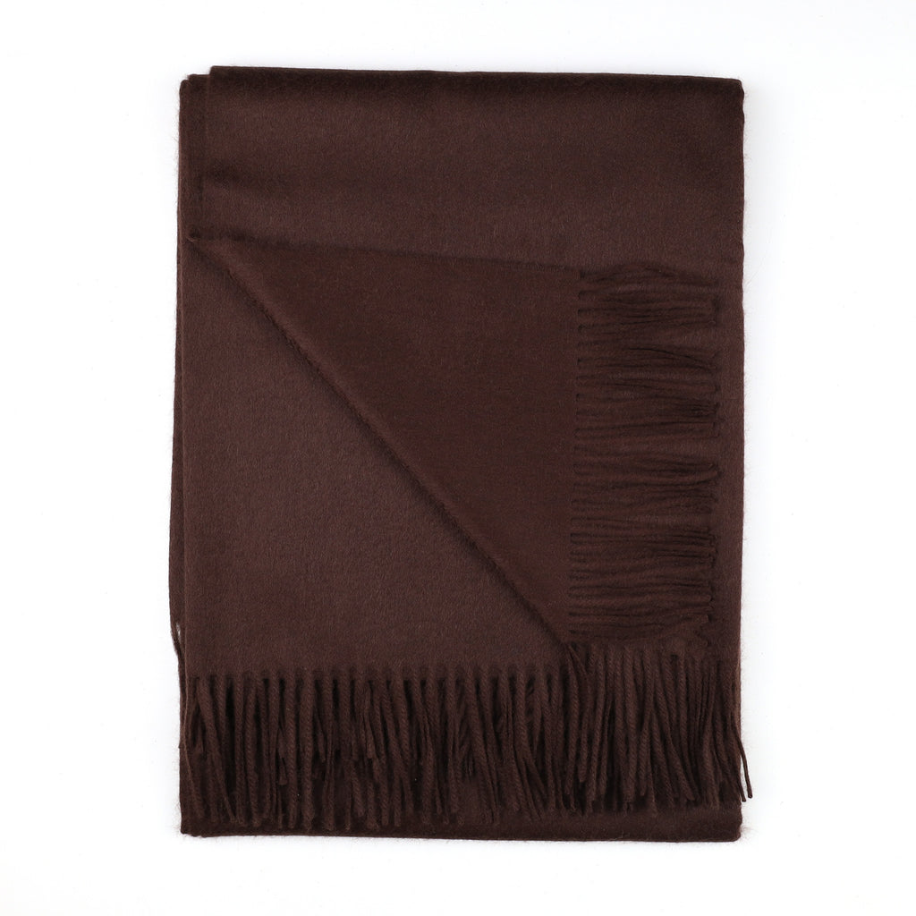 Brand New Scottish Alex Begg Bitter Chocolate Heavy Woven Cashmere Blanket
