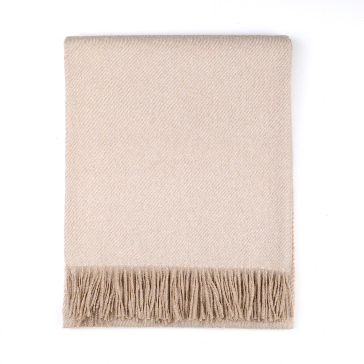 Brand New Scottish Alex Begg Almond Beige Heavy Woven Cashmere Blanket