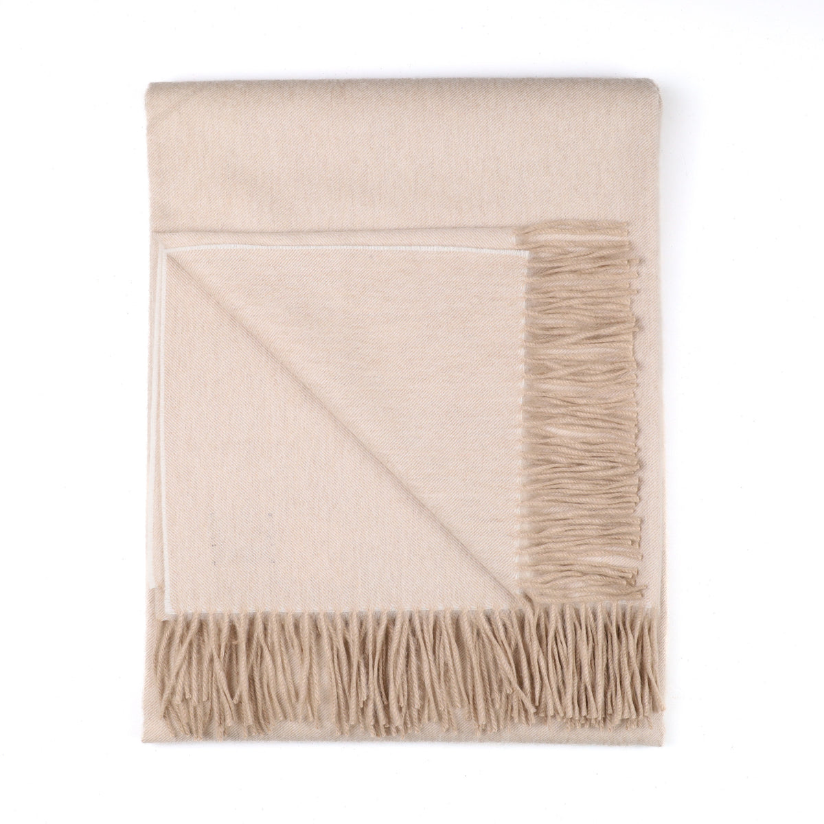 Brand New Scottish Alex Begg Almond Beige Heavy Woven Cashmere Blanket