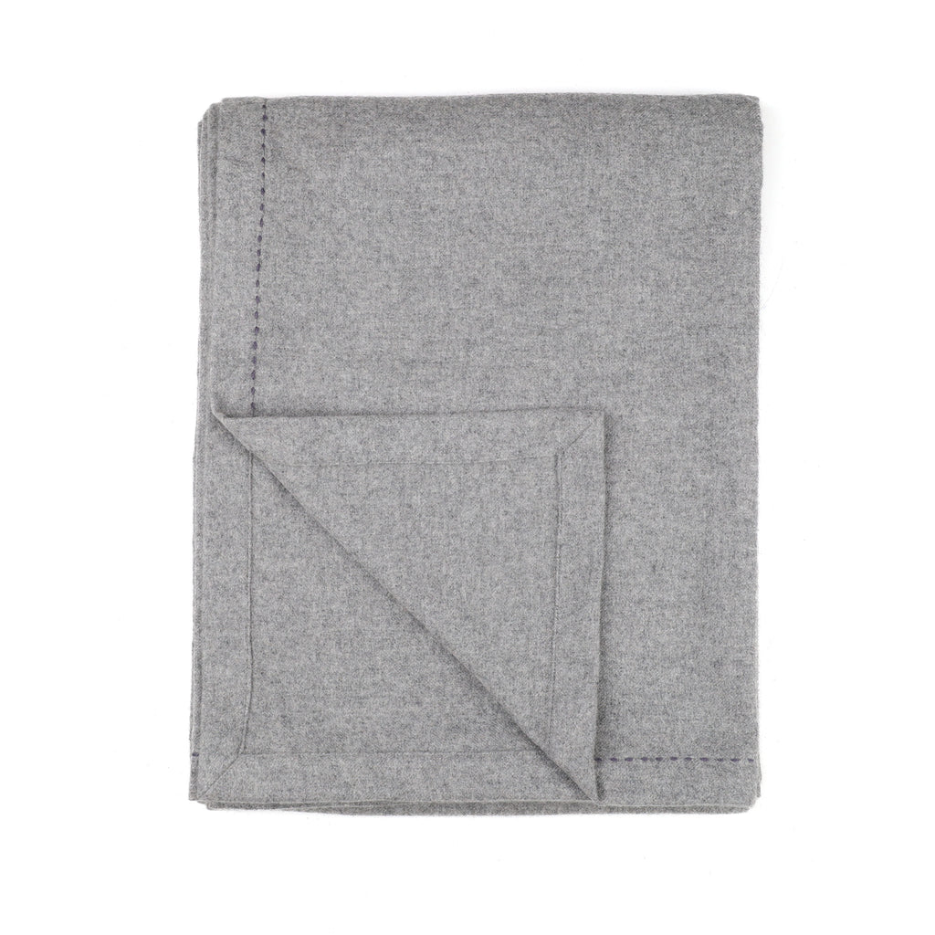Brand New Scottish Alex Begg Ash Grey Designer Heavy Woven Cashmere Blanket