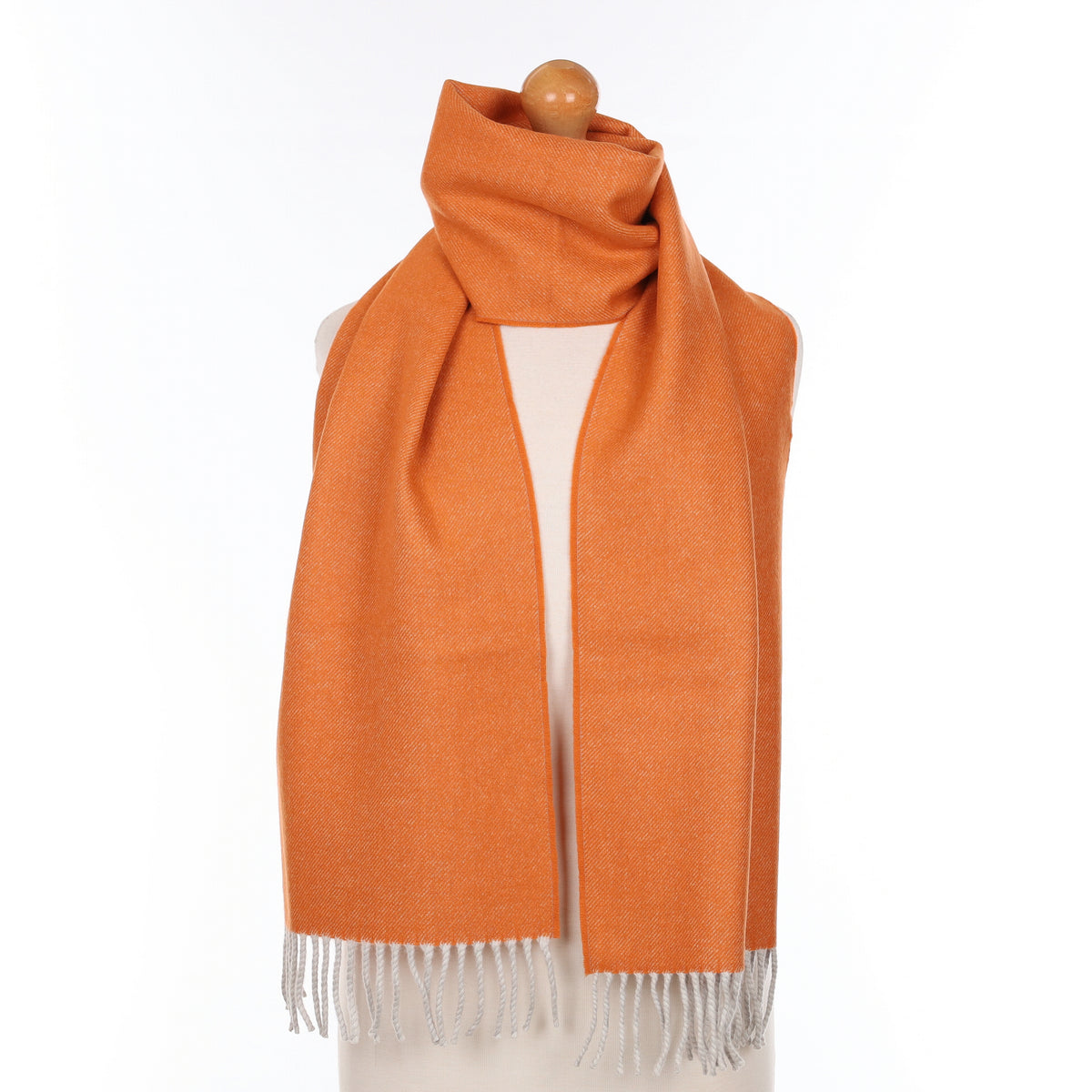 Brand New Scottish Designer Sunset Orange Woven Cashmere Scarf