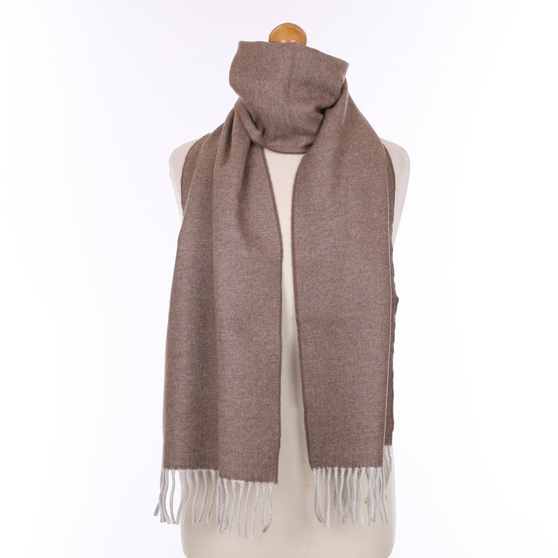 Brand New Scottish Designer Mink Brown Woven Cashmere Scarf