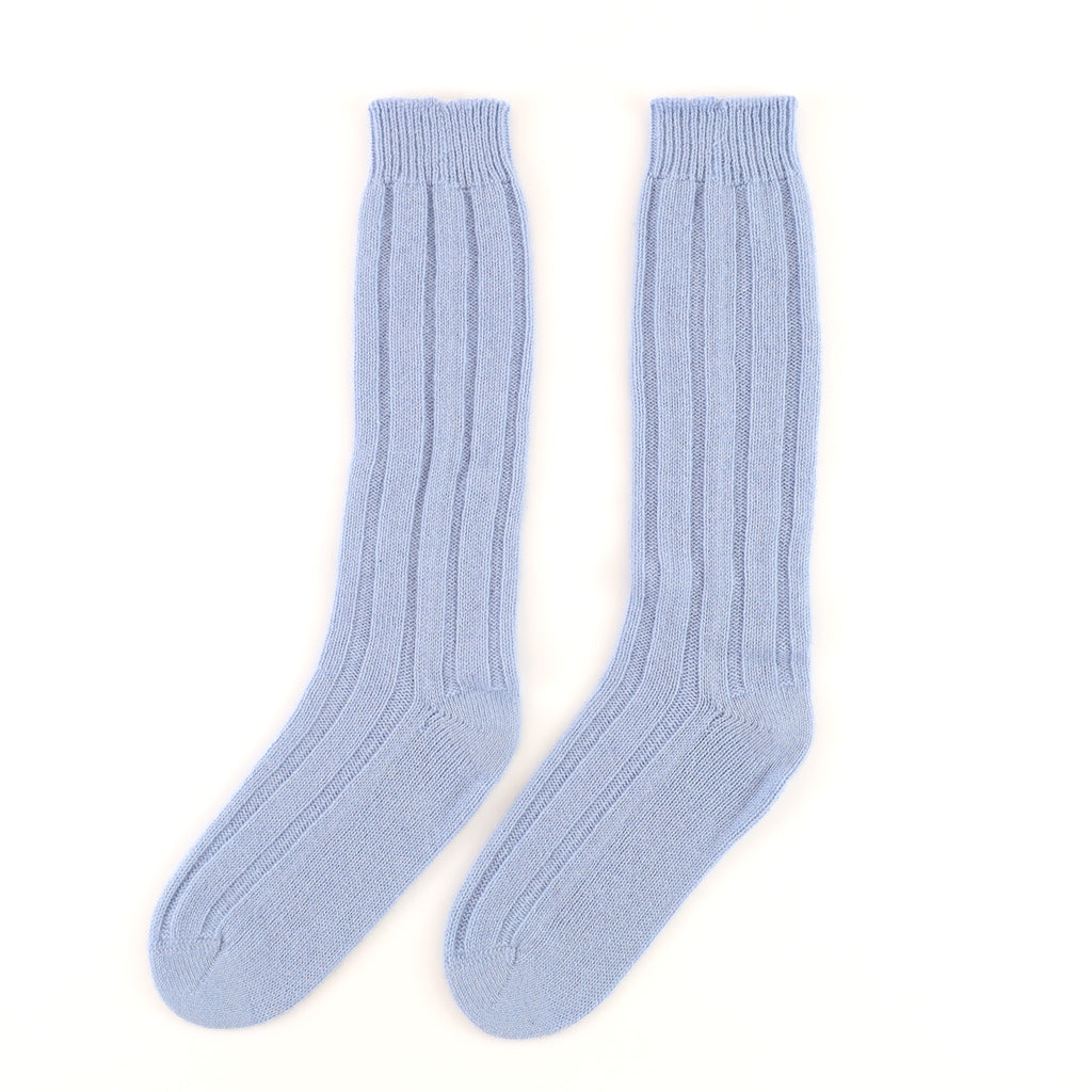 Brand New Scottish Alex Begg Powder Blue Ladies Cashmere Lounge Socks
