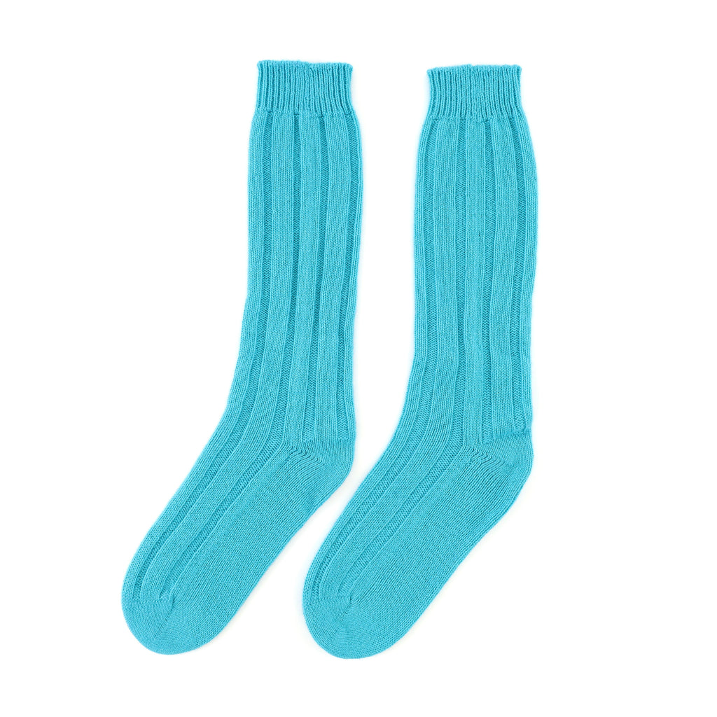 Brand New Scottish Alex Begg Turquoise Ladies Cashmere Lounge Socks