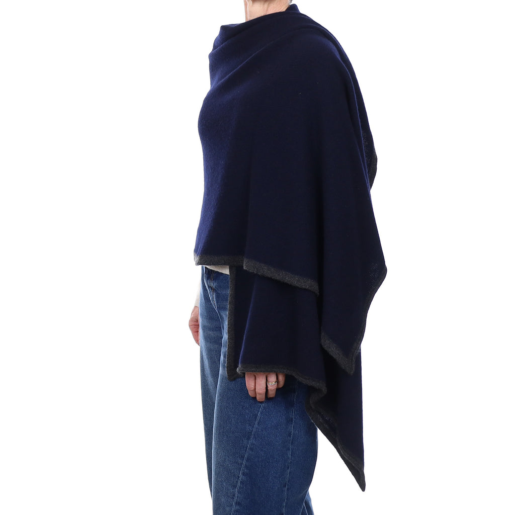 Brand New Begg & Co Dark Navy Cashmere Knitted Wrap