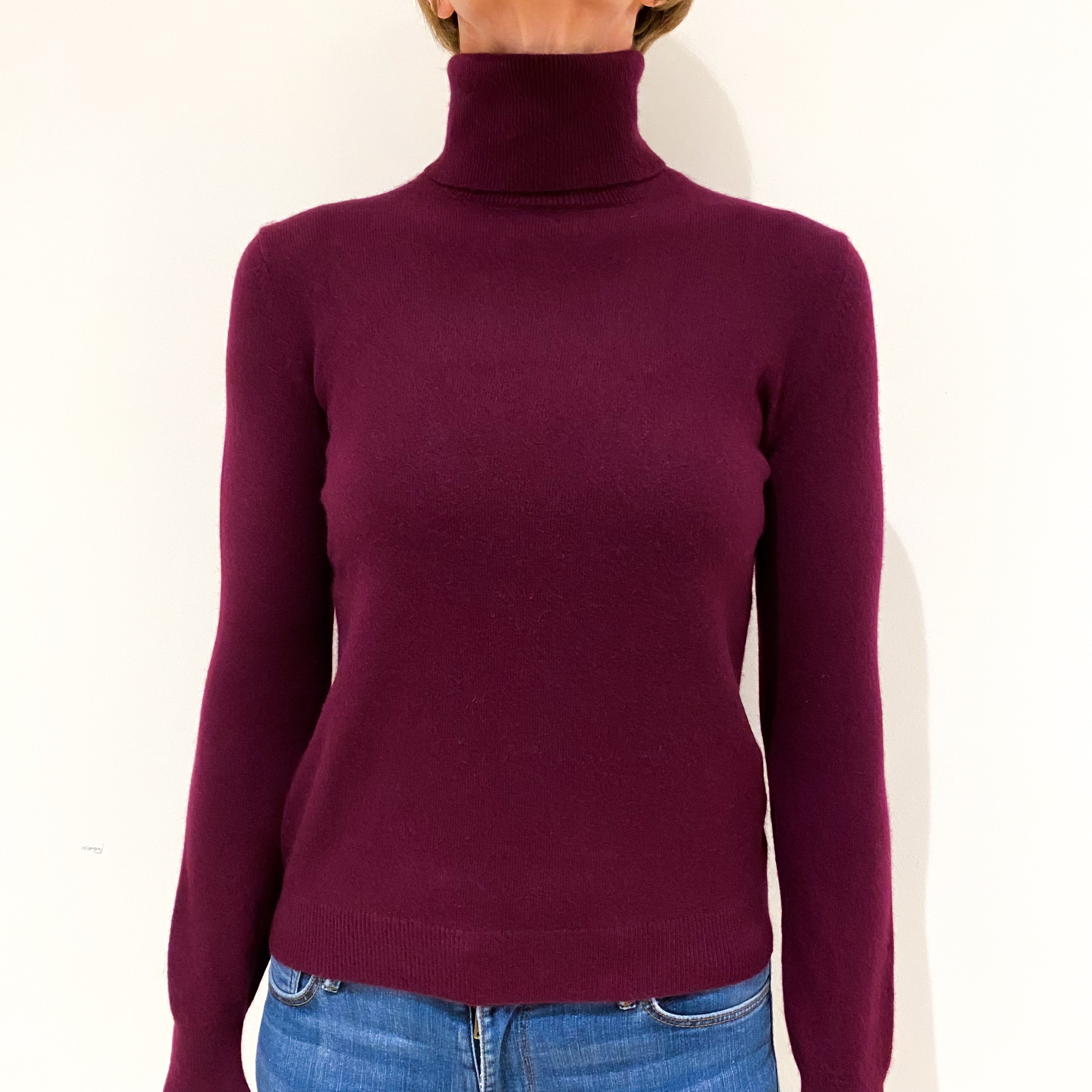 Mulberry Purple Cashmere Polo Neck Jumper Small