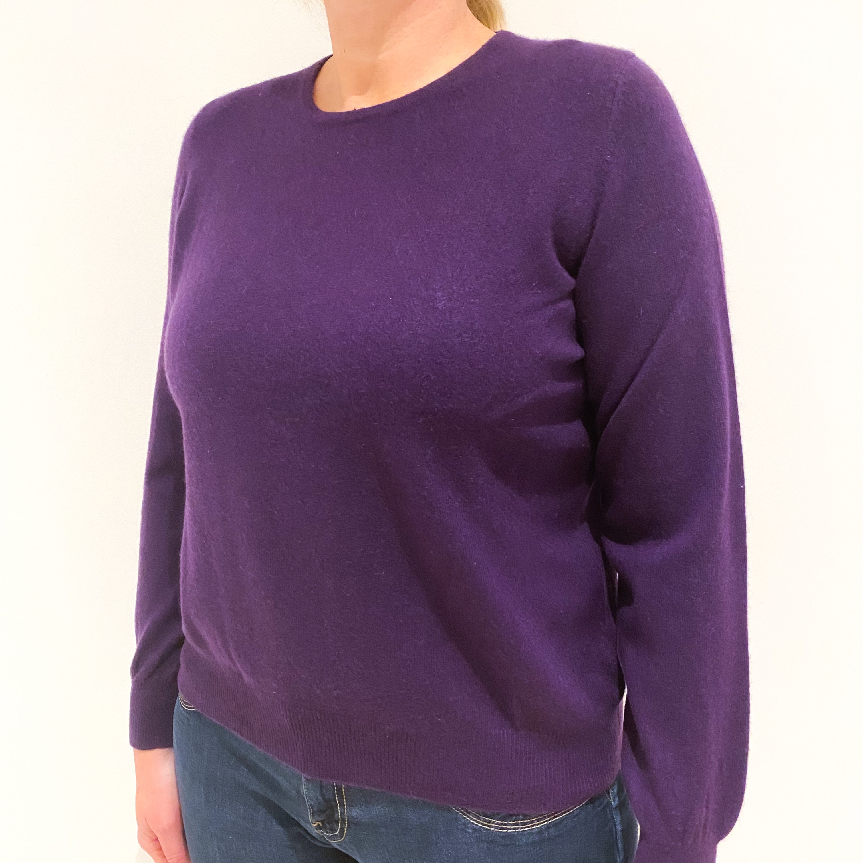 Iris Purple Cashmere Crew Neck Jumper Large