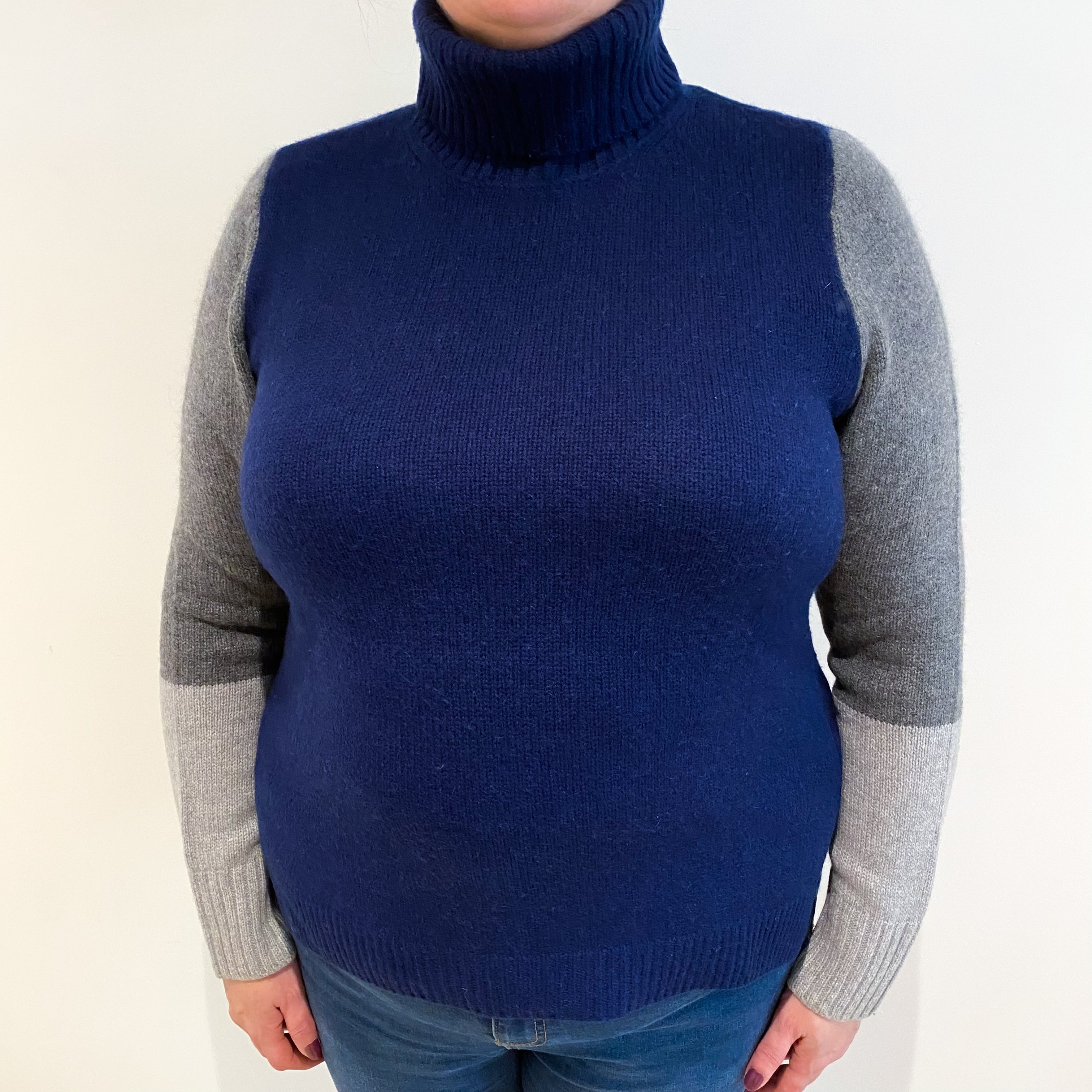 Midnight Blue Cashmere Polo Neck Extra Large
