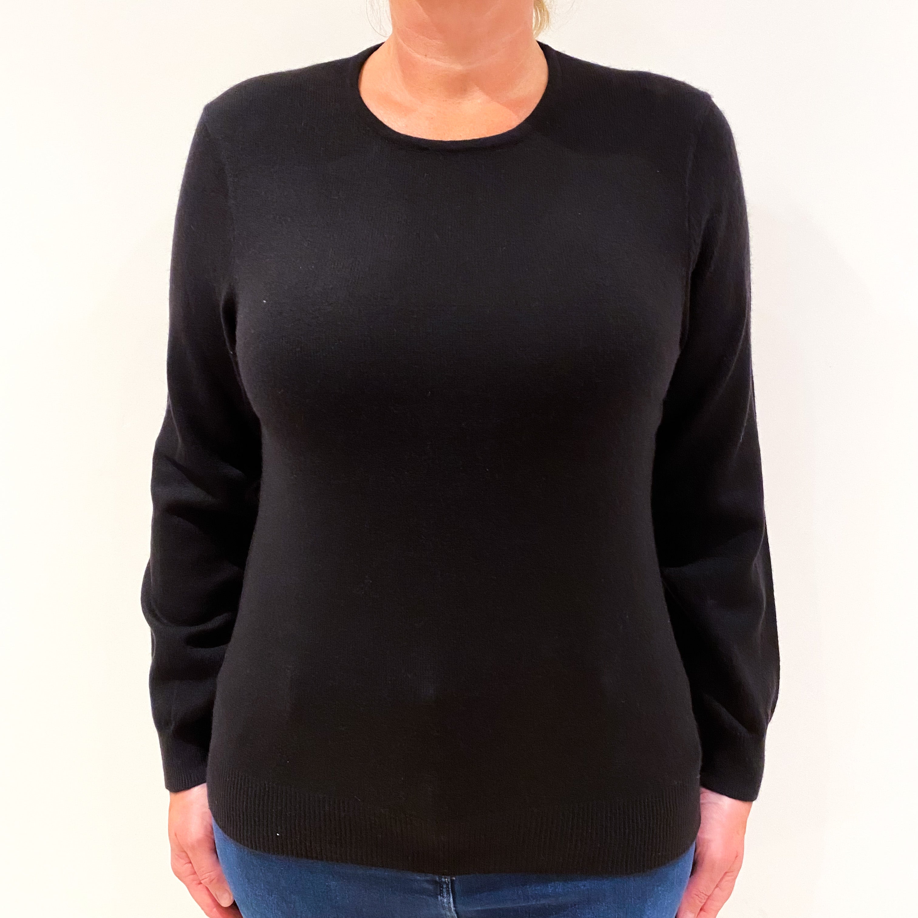 Black Cashmere Crew Neck Jumper Large