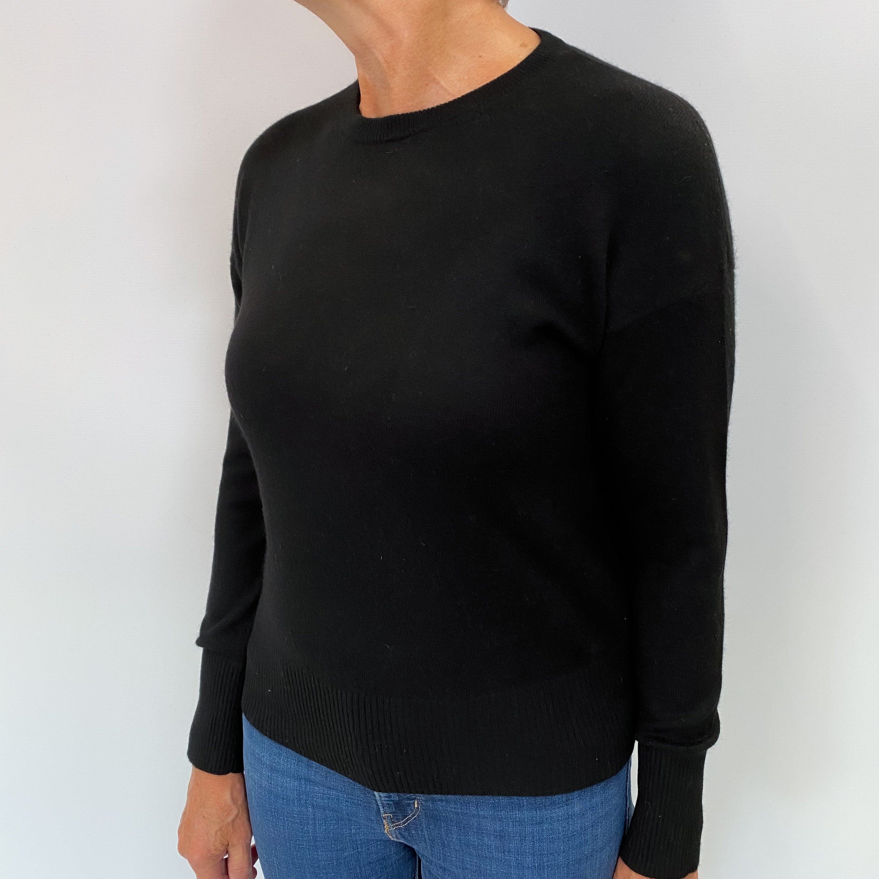 Black Cashmere Crew Neck Jumper Medium