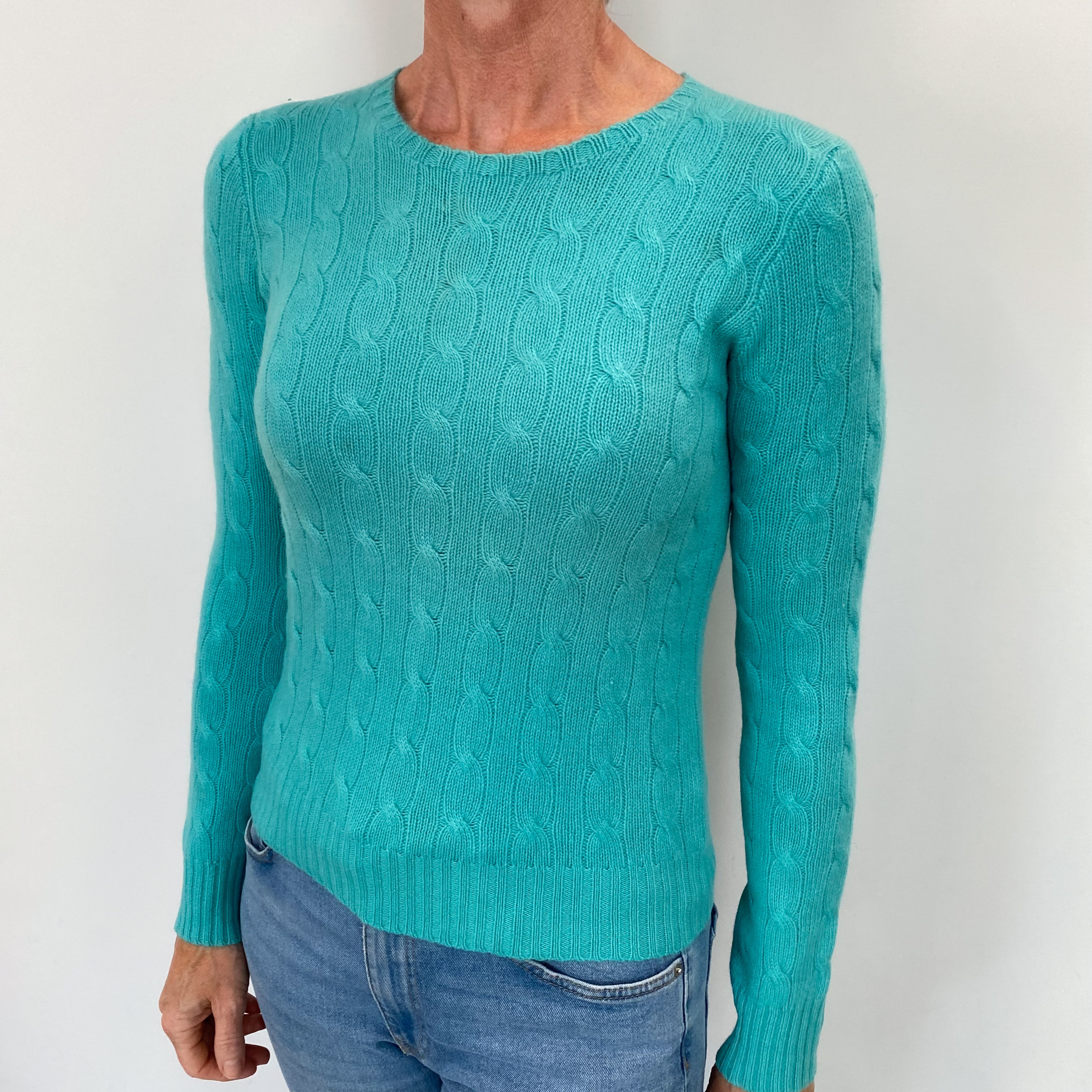 Ralph Lauren Sea Foam Green Cashmere Crew Neck Jumper Small