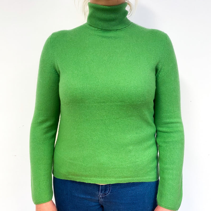 Jade Green Cashmere Polo Neck Jumper Large