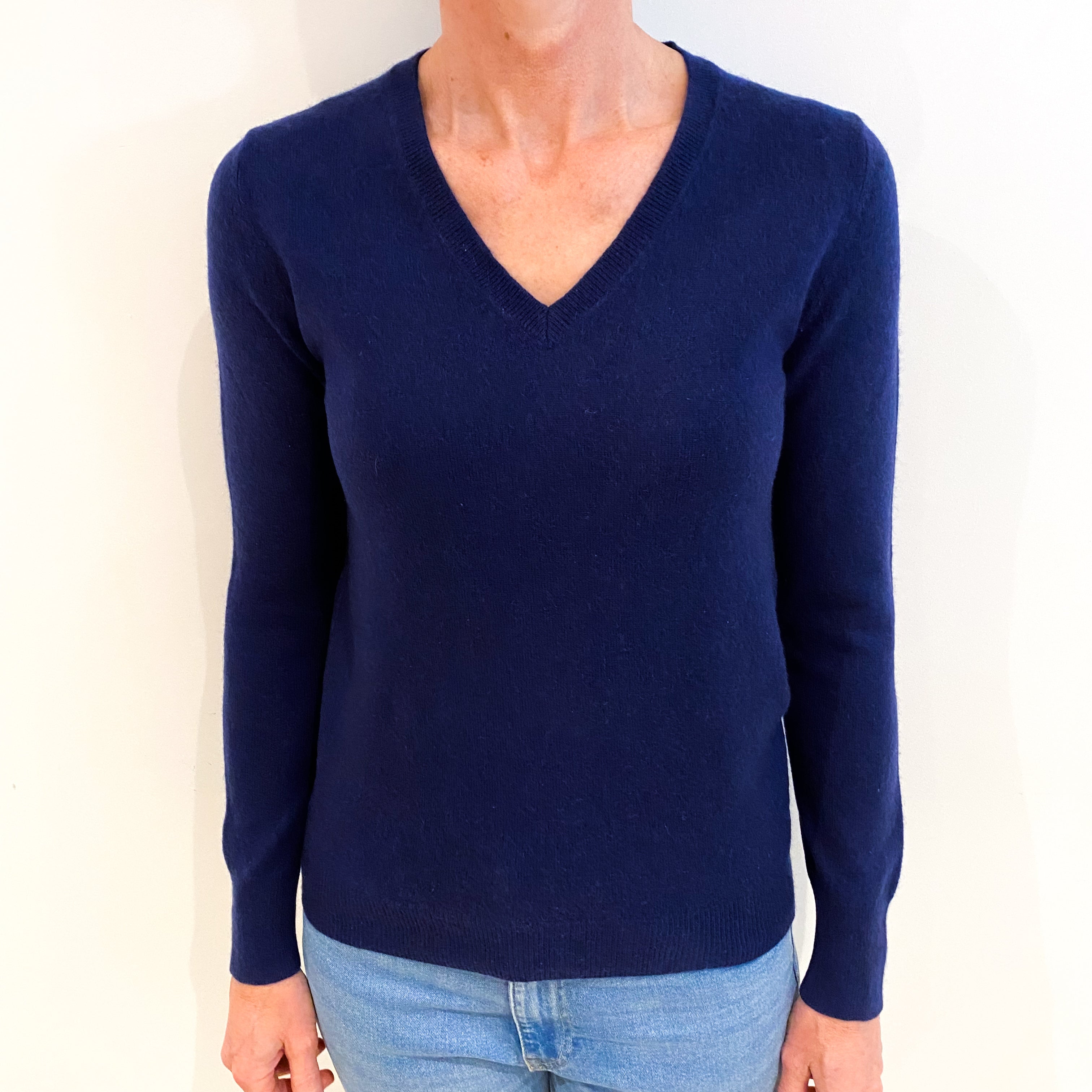 Navy Blue Cashmere Crew Neck Jumper Small