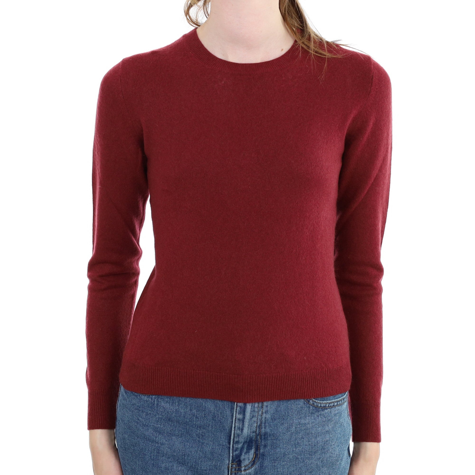 Maroon Red Cashmere Crew Neck Jumper Extra Small