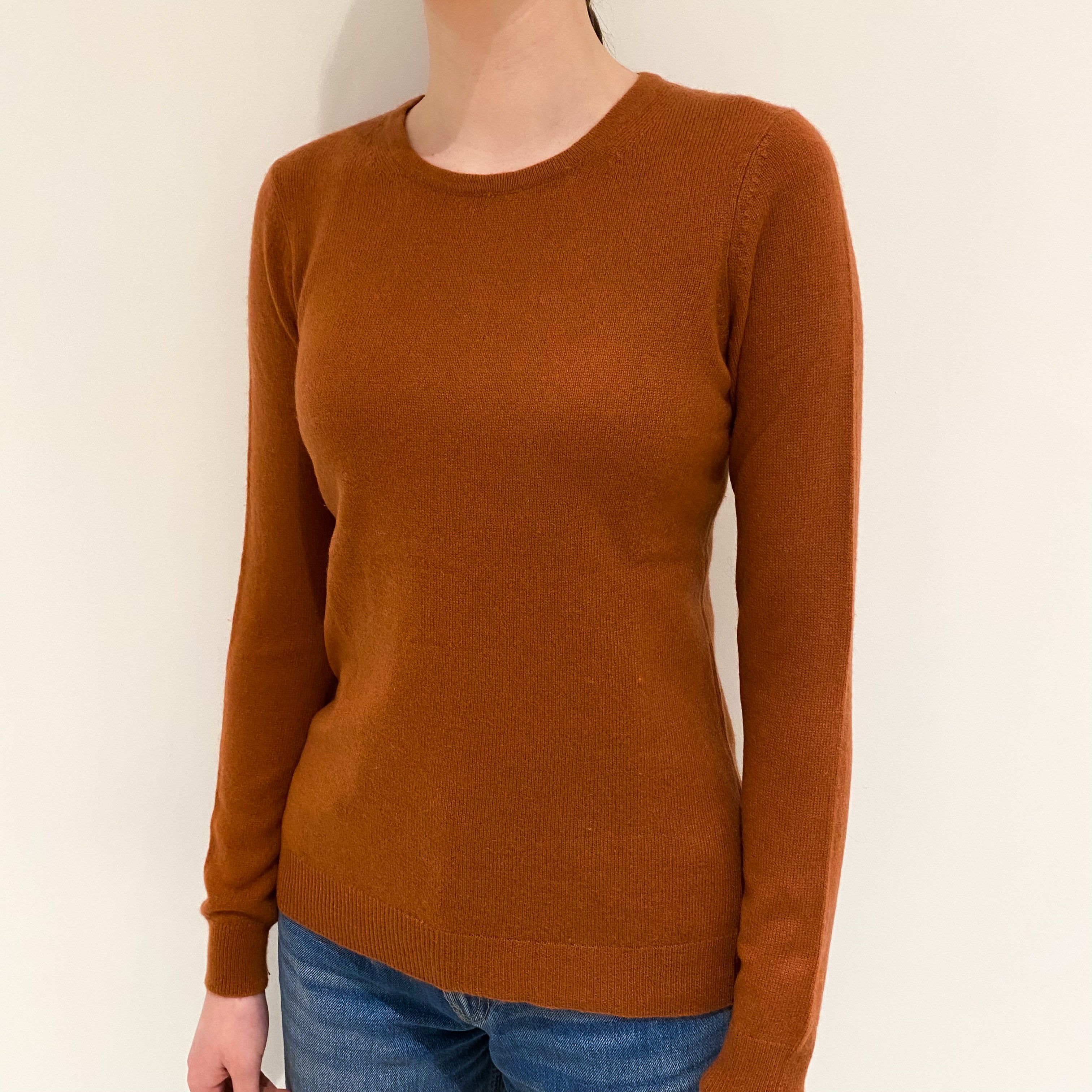 Rust Brown Cashmere Crew Neck Jumper Extra Small