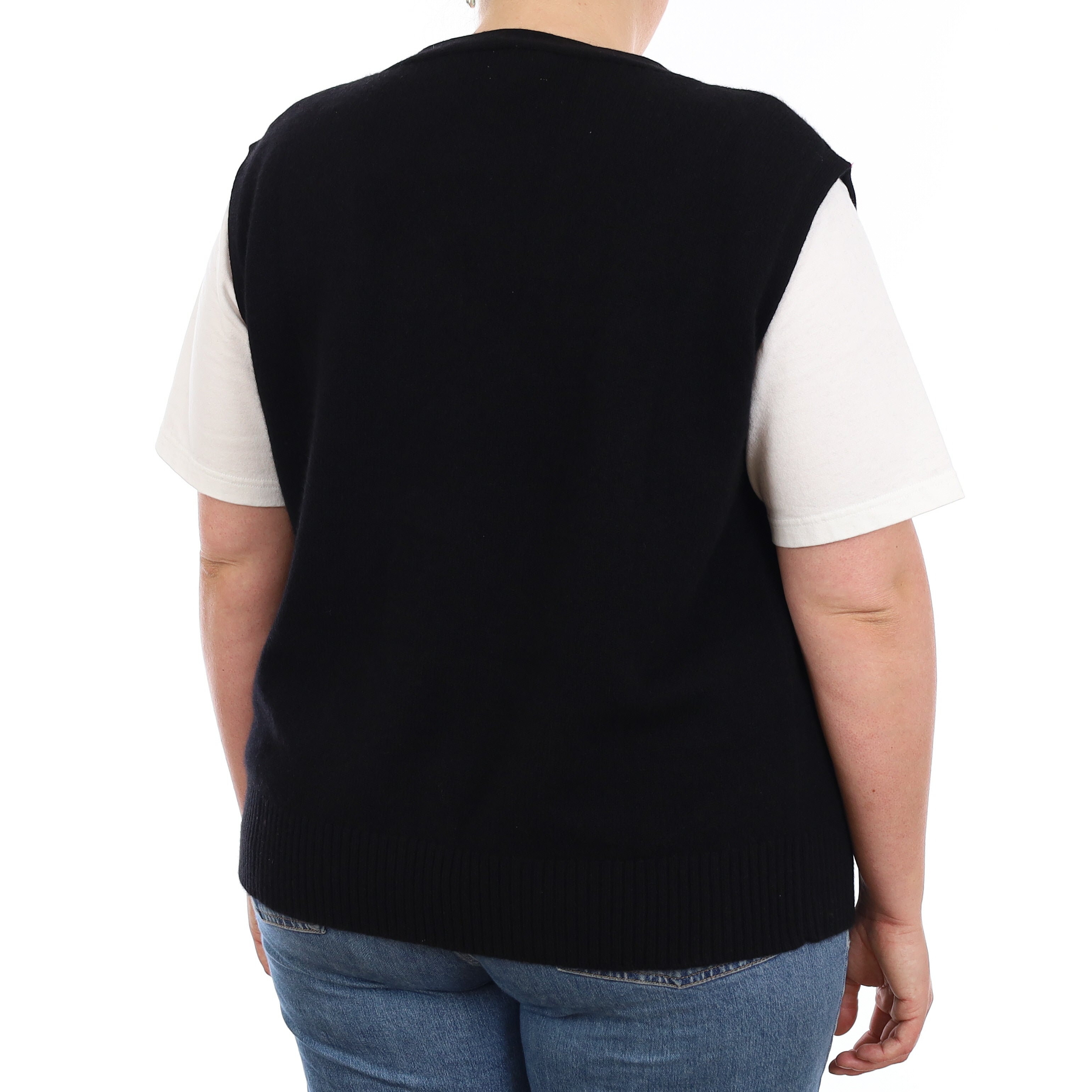 Brand New Black Luxury Cashmere V Neck Waistcoat Extra Large UK 20-22