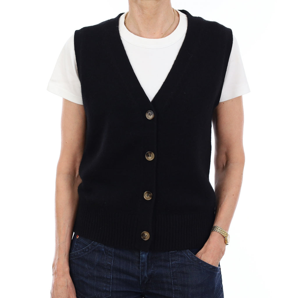 Brand New Black Luxury Cashmere V Neck Waistcoat Extra Small UK 6-8