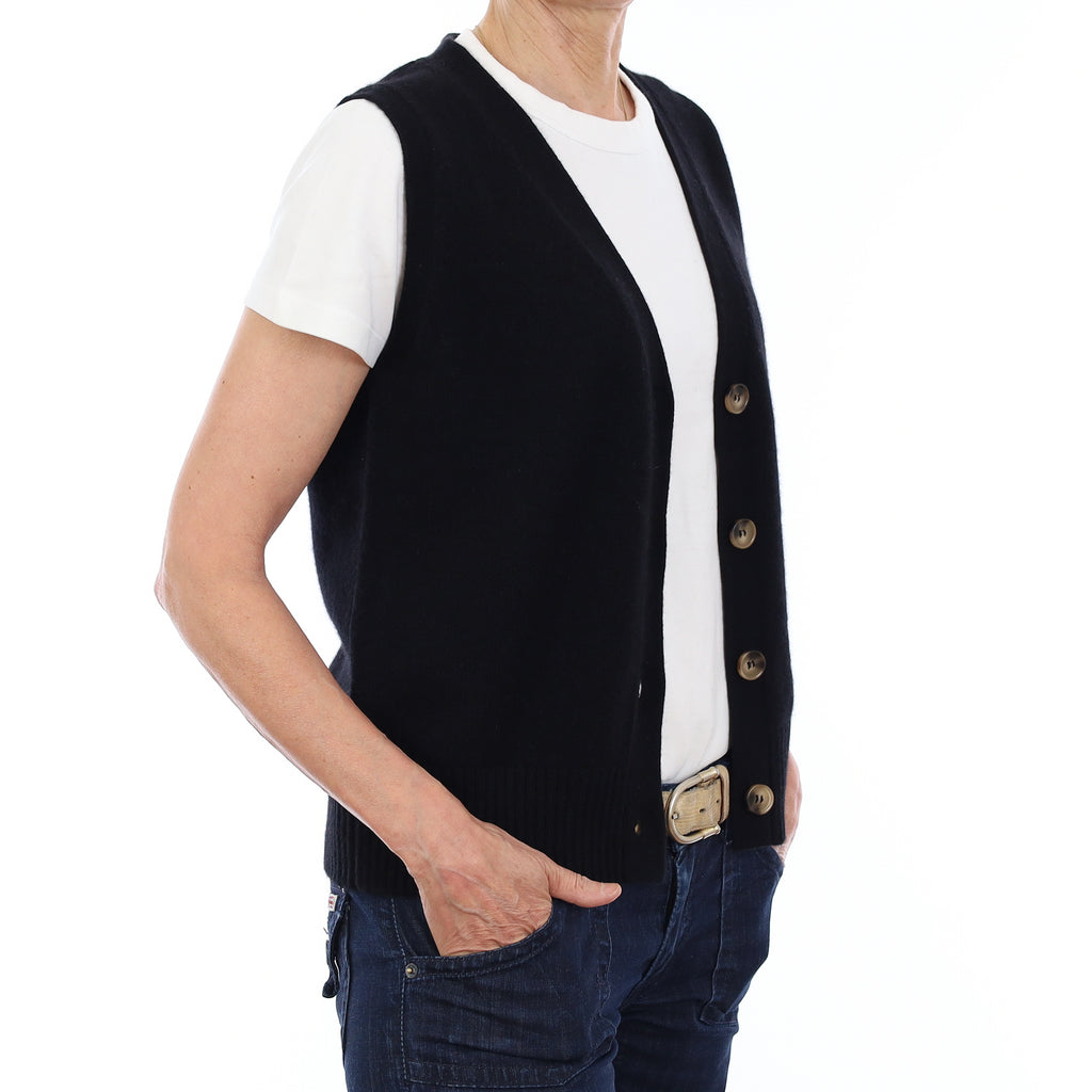 Brand New Black Luxury Cashmere V Neck Waistcoat Extra Small UK 6-8
