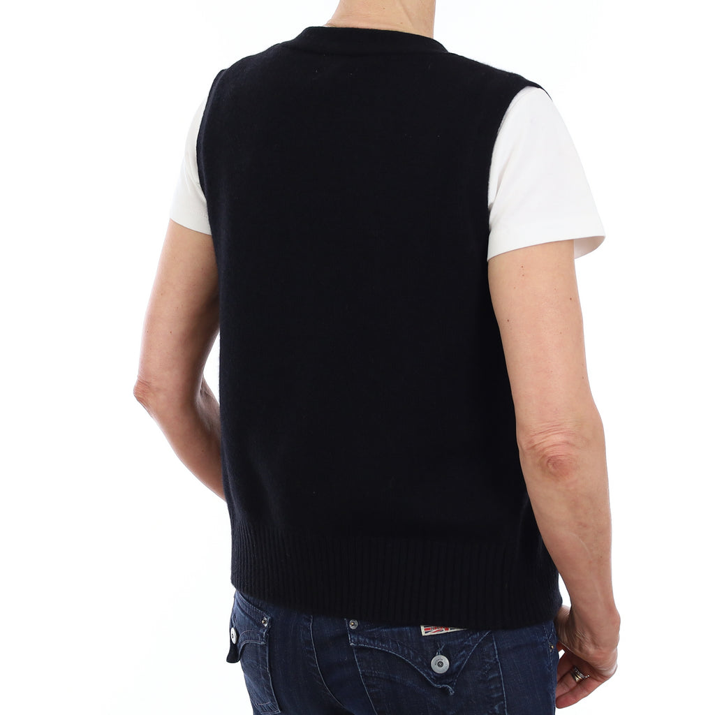 Brand New Black Luxury Cashmere V Neck Waistcoat Extra Small UK 6-8