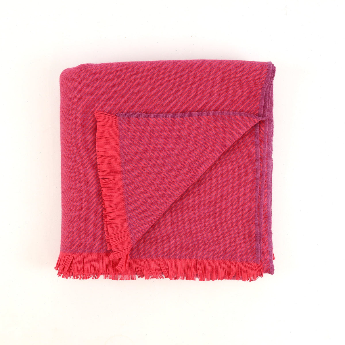 Brand New English Hot Pink and Heather Purple Stripe Luxury Woven Cashmere Blanket