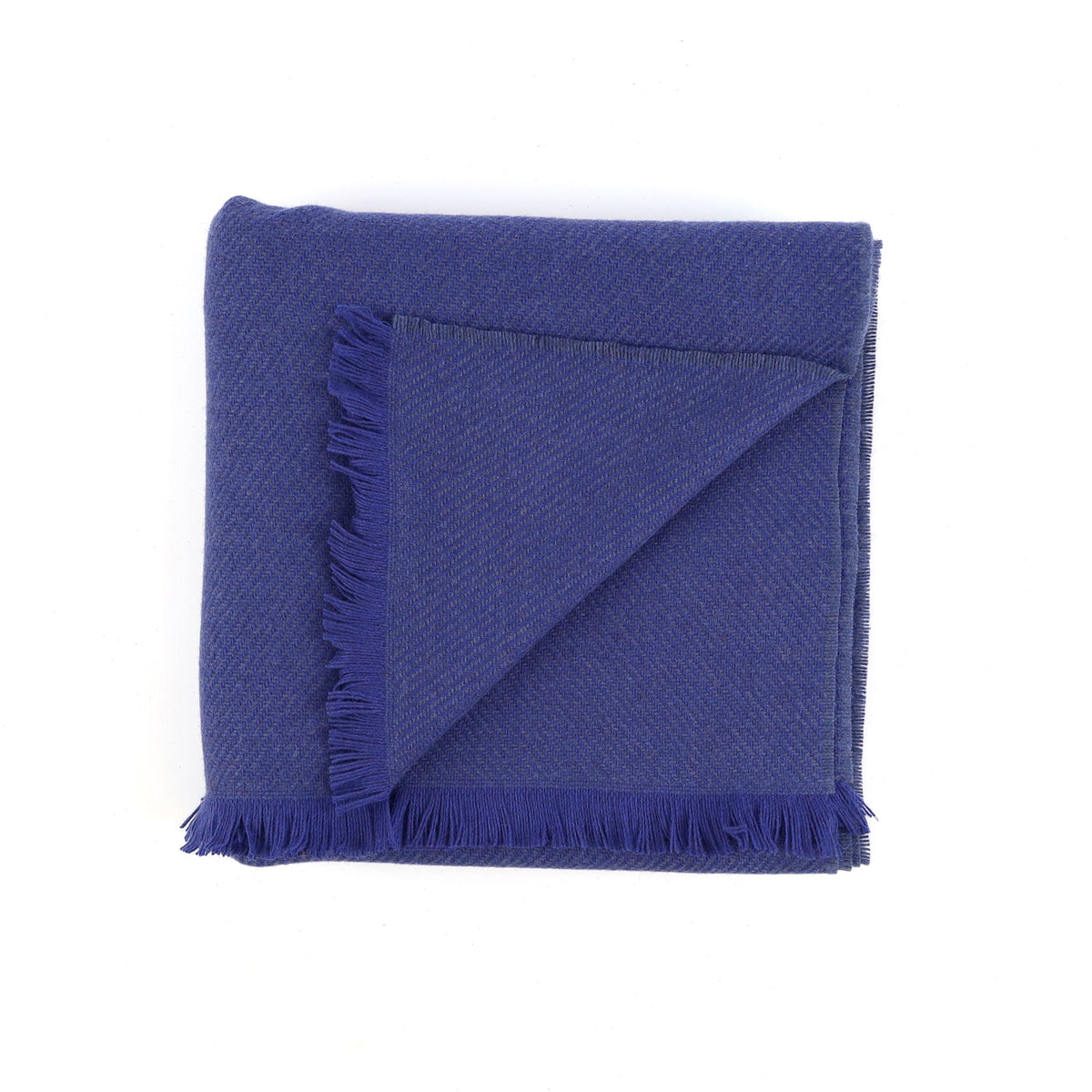 Brand New English Admiral and Denim Blue Stripe Luxury Woven Cashmere Blanket